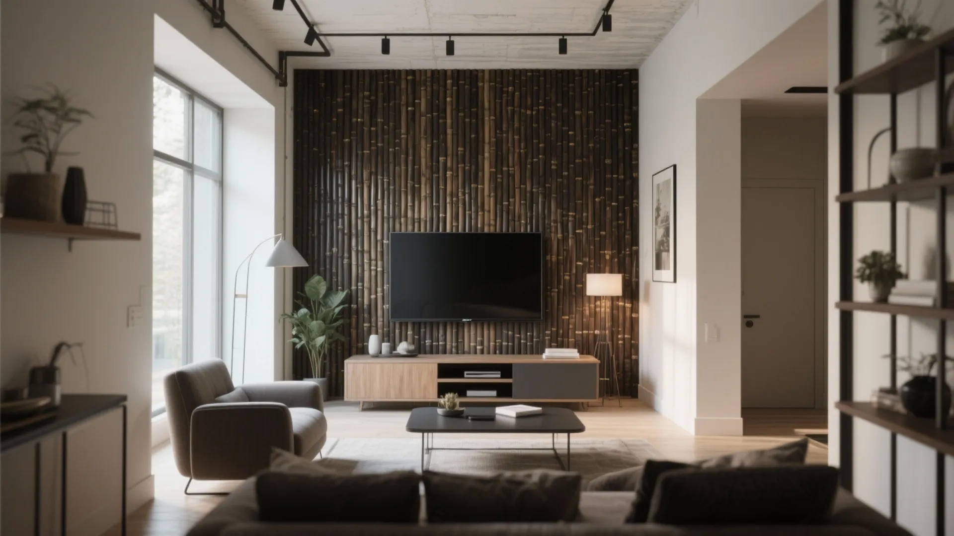 5. Dark-Stained Bamboo for Modern Contrast