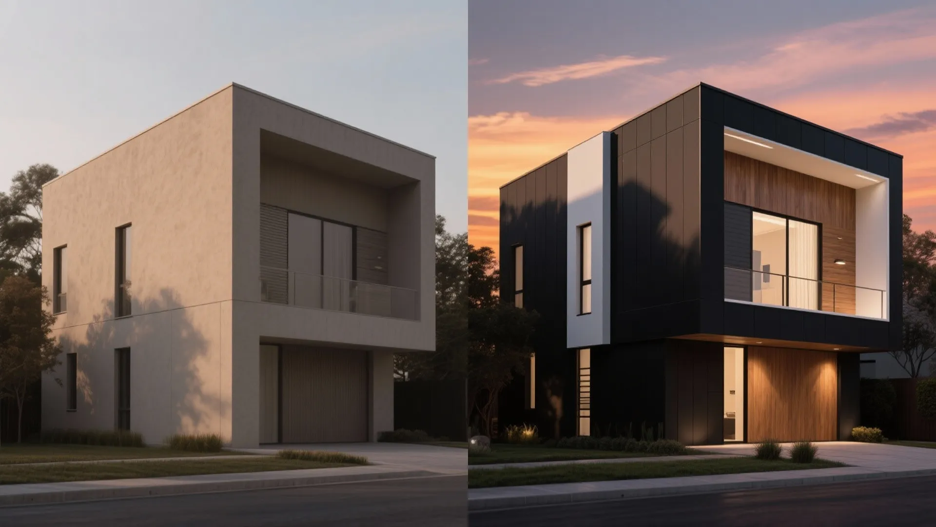 4. Dark Moody Exterior with Light Accents