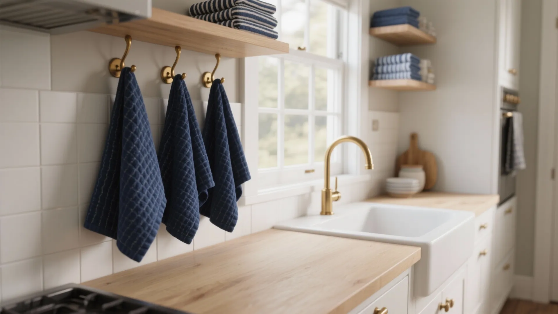 5 Dark Blue Kitchen Towel Ideas: Small touches with dark blue kitchen towels that transform your compact kitchen