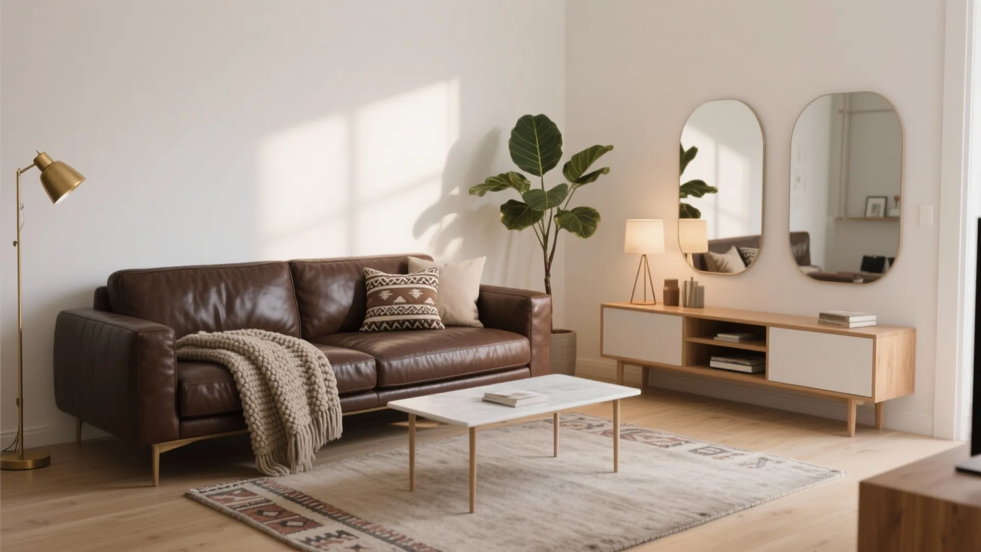 5 Small-Space Ideas for Dark Brown Leather Couch