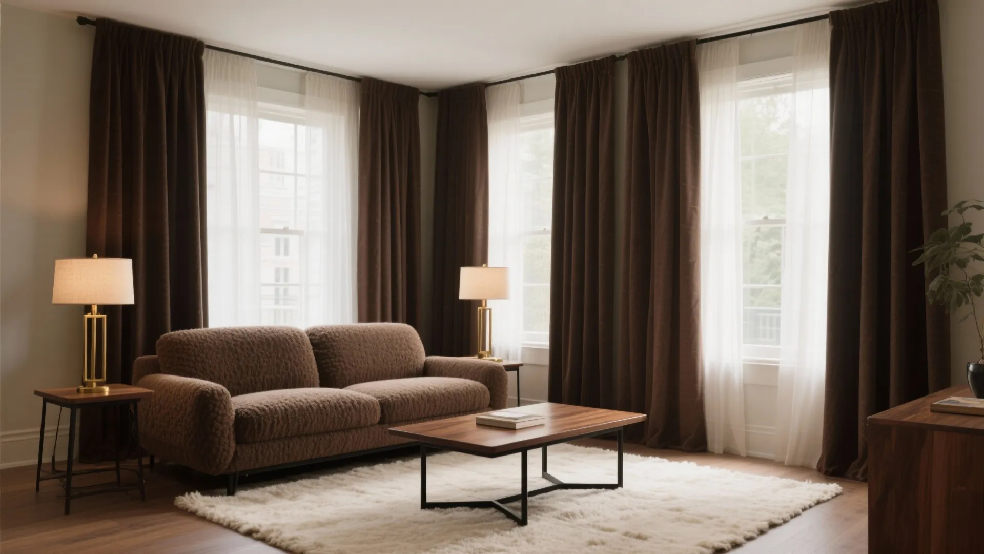 Dark Brown Curtains Living Room: Style Your Space with Warmth: 1 Minute to Transform Your Living Room with Dark Brown Curtains
