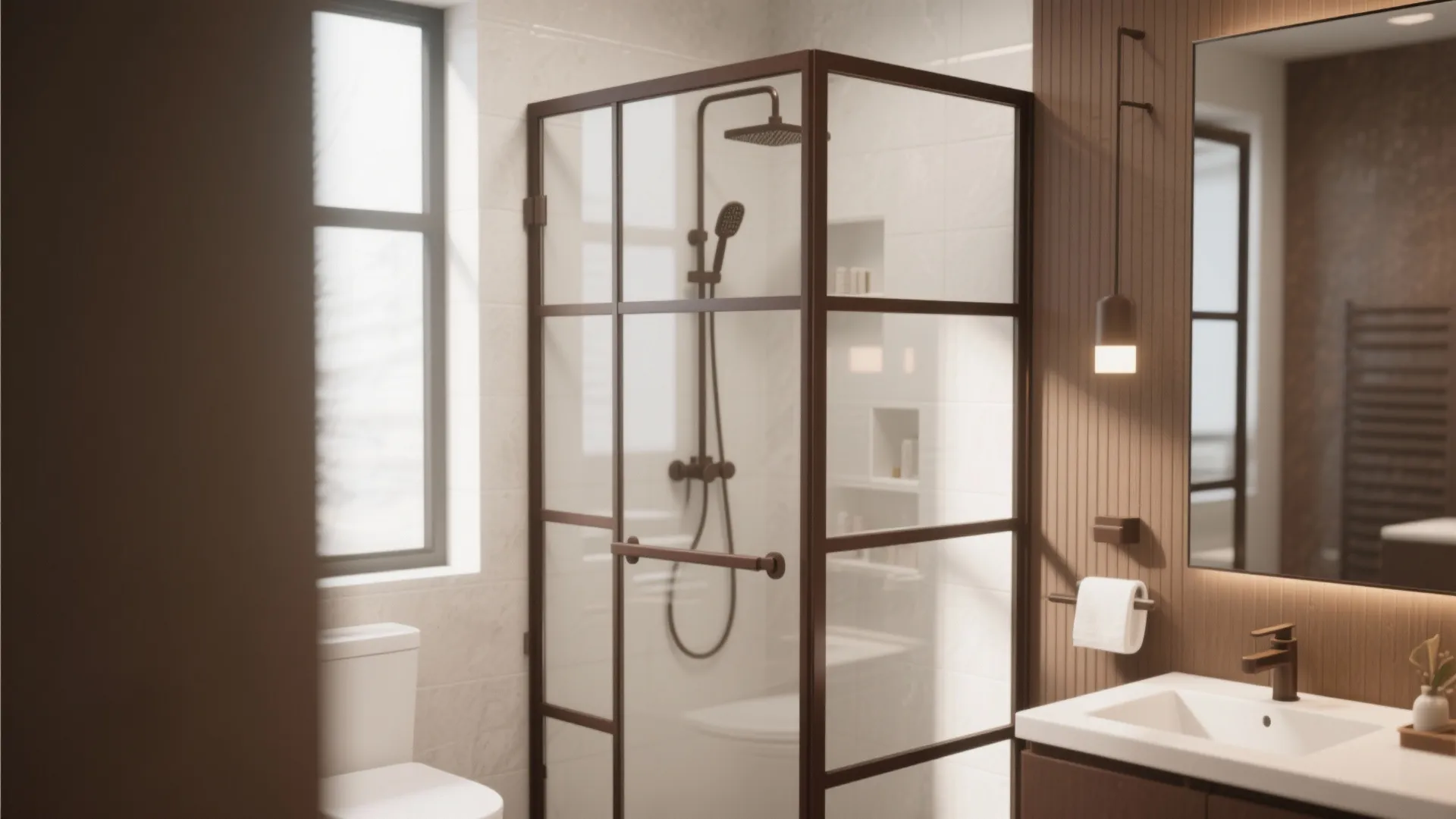 10. Dark Brown Shower Frame
