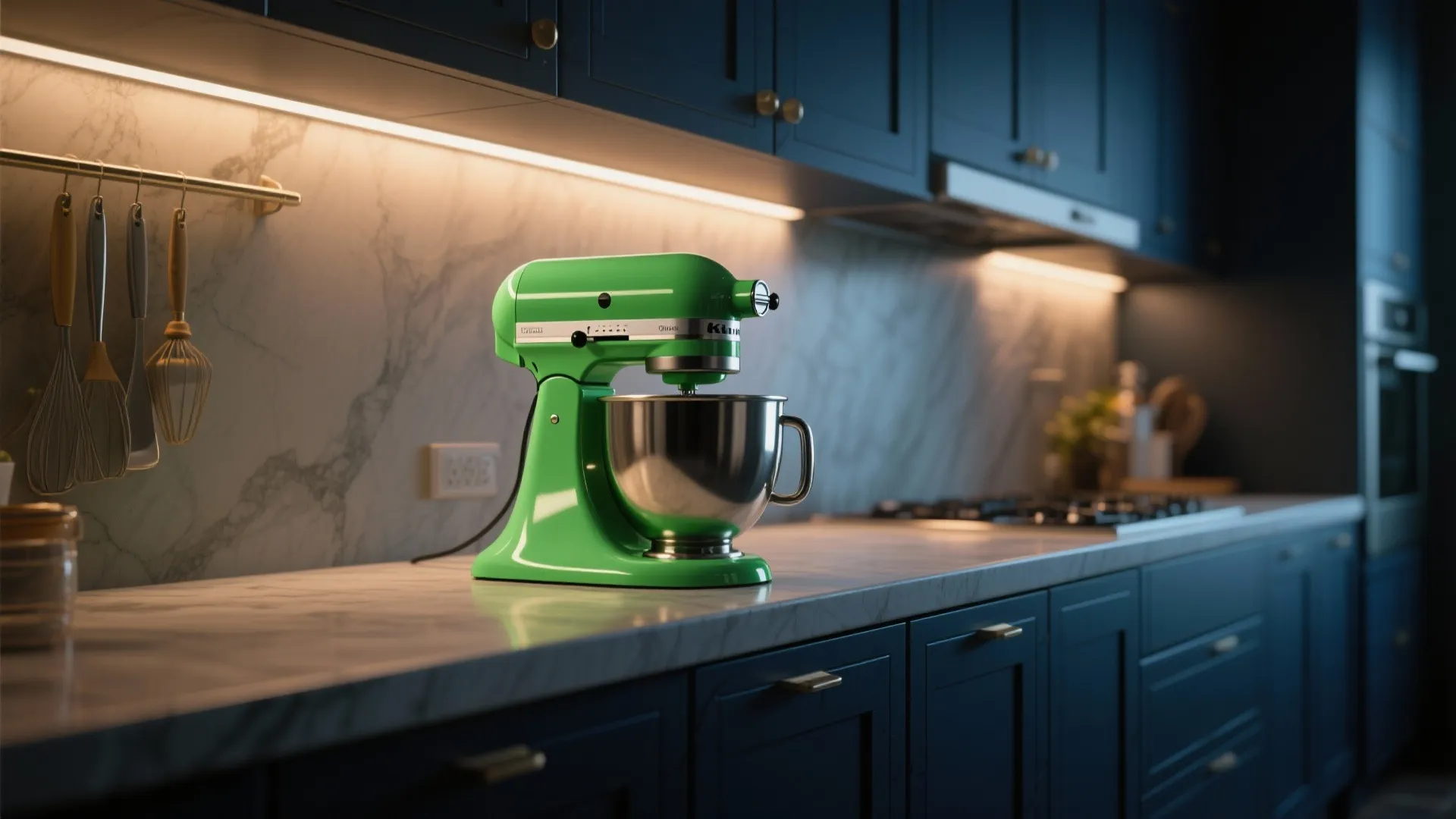 3. Contrast with dark cabinets for drama