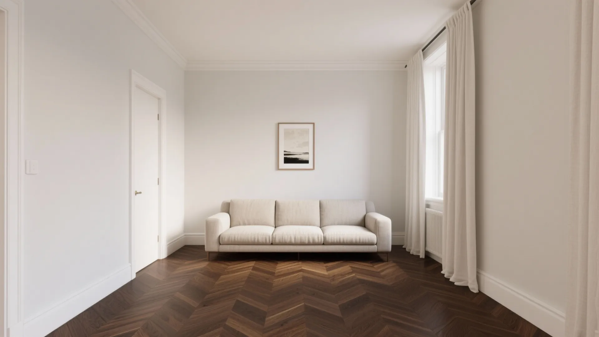High-Contrast Walls and Trim Above Dark Floors