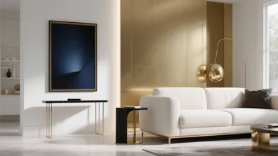 Luxury Living Room with Gold Accent Wall