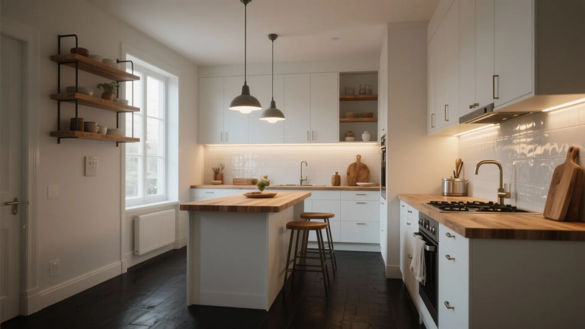 Dark Floor White Cabinet Kitchen: 5 Design Ideas: How to make a kitchen with dark floors and white cabinets feel warm, modern, and highly functional