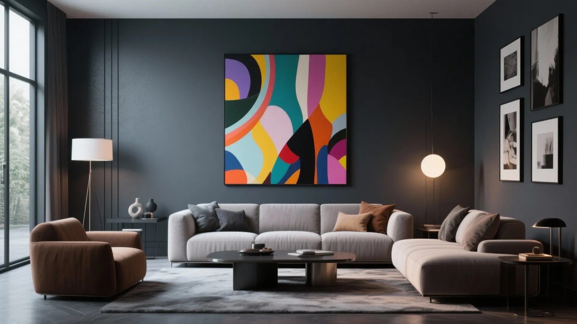 2. Statement Art Against Dark Gray