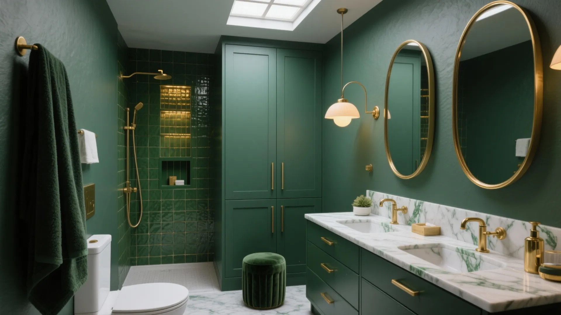 5 Dark Green and Gold Bathroom Ideas: Bold bathrooms: 5 compact design ideas mixing dark green and gold for luxe small spaces