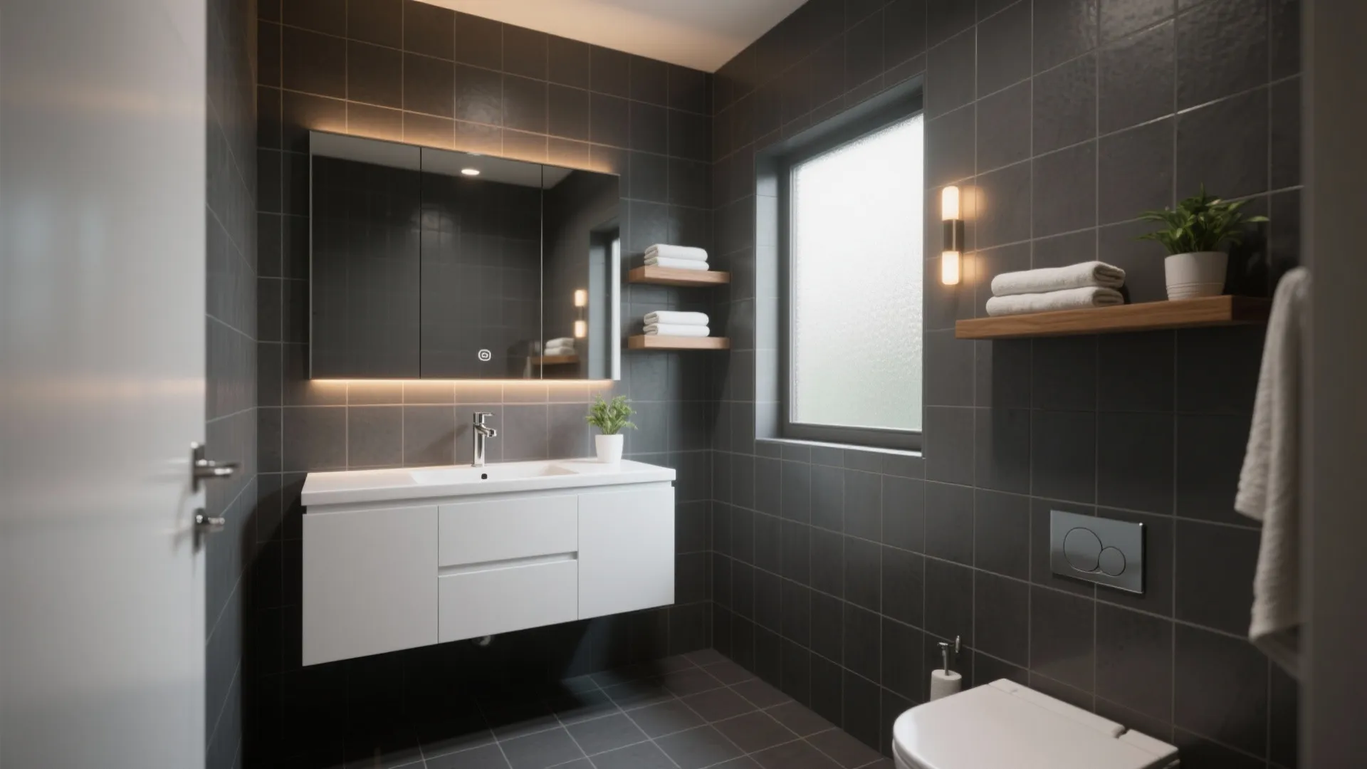 5 Small-Space Ideas for Dark Grey Bathroom Tiles