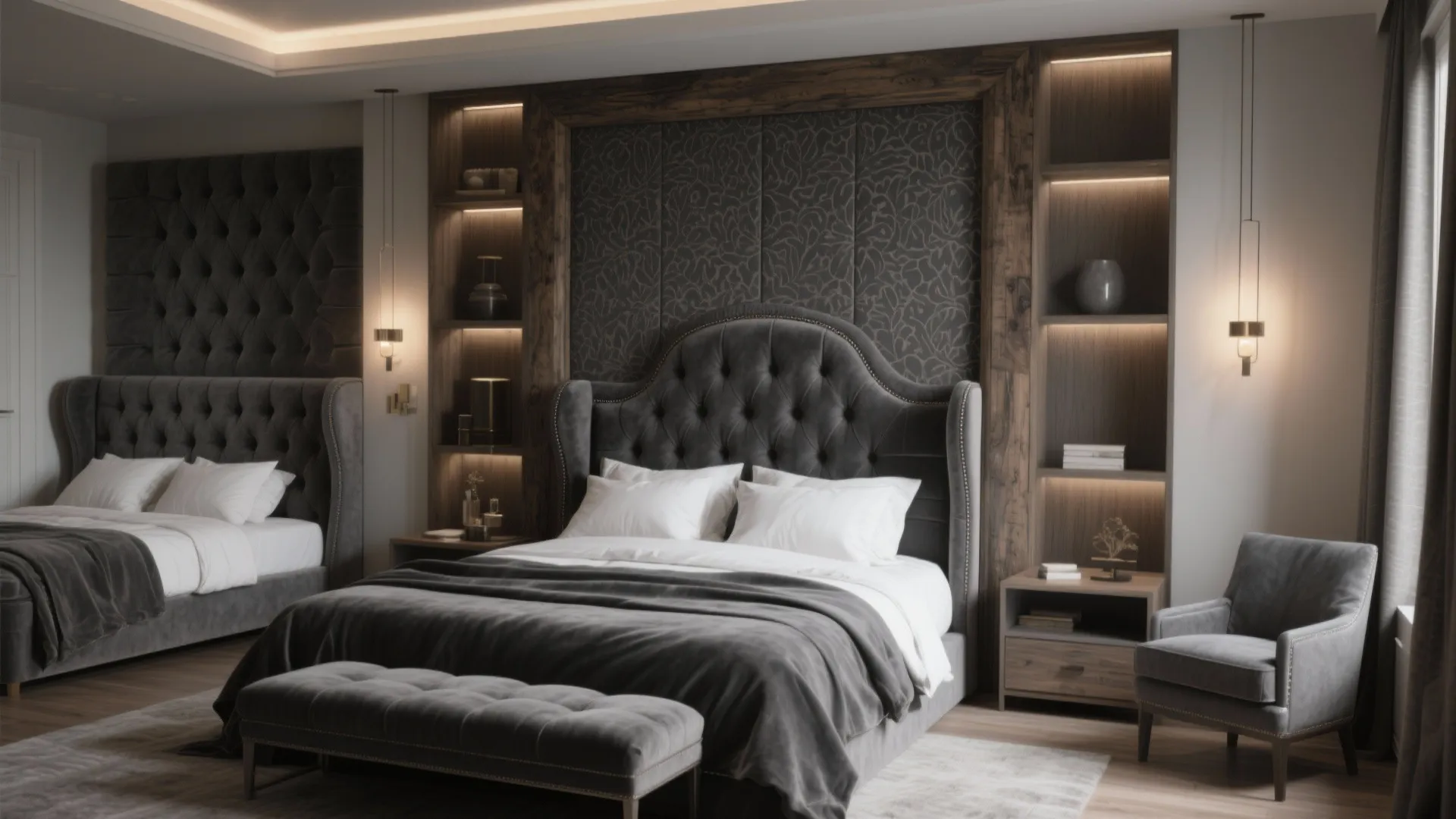 Dark grey headboard bedroom ideas: Explore stylish and modern designs for your bedroom with dark grey headboards
