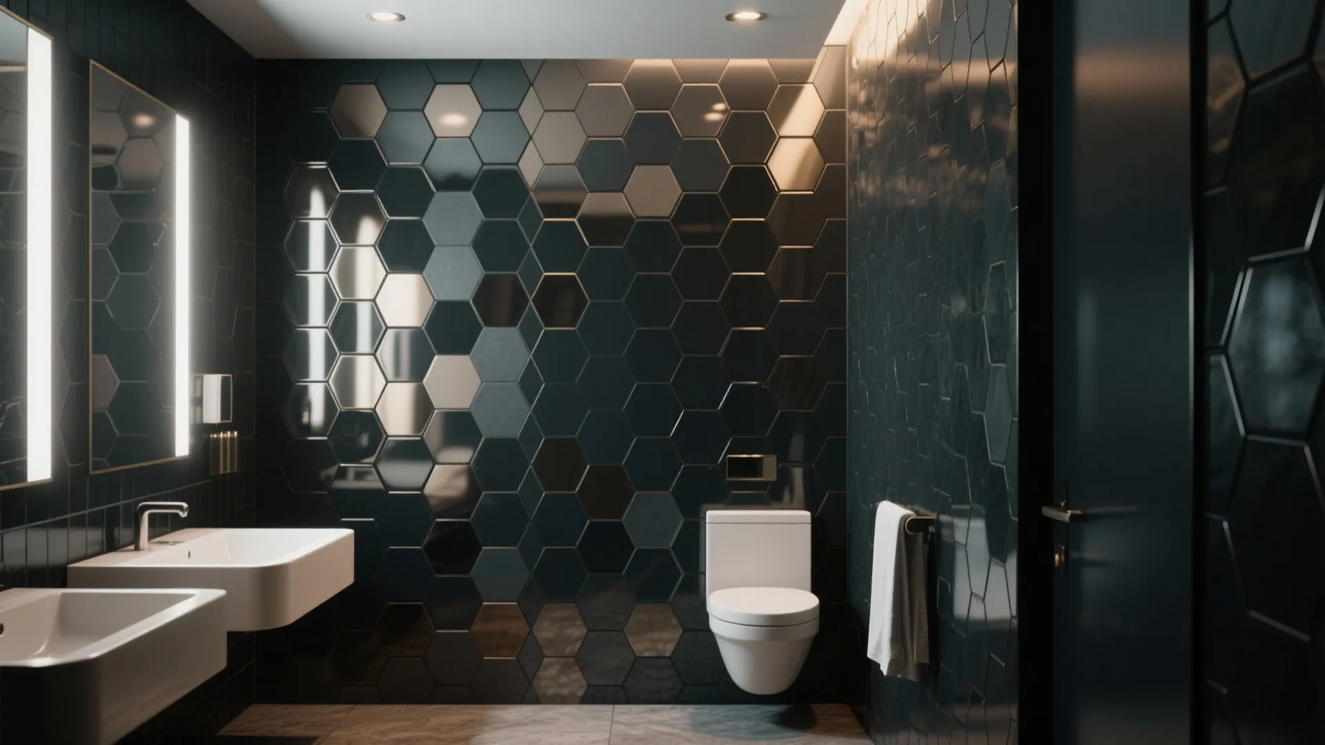 8. Dark Hexagon Tiles for Geometric Drama