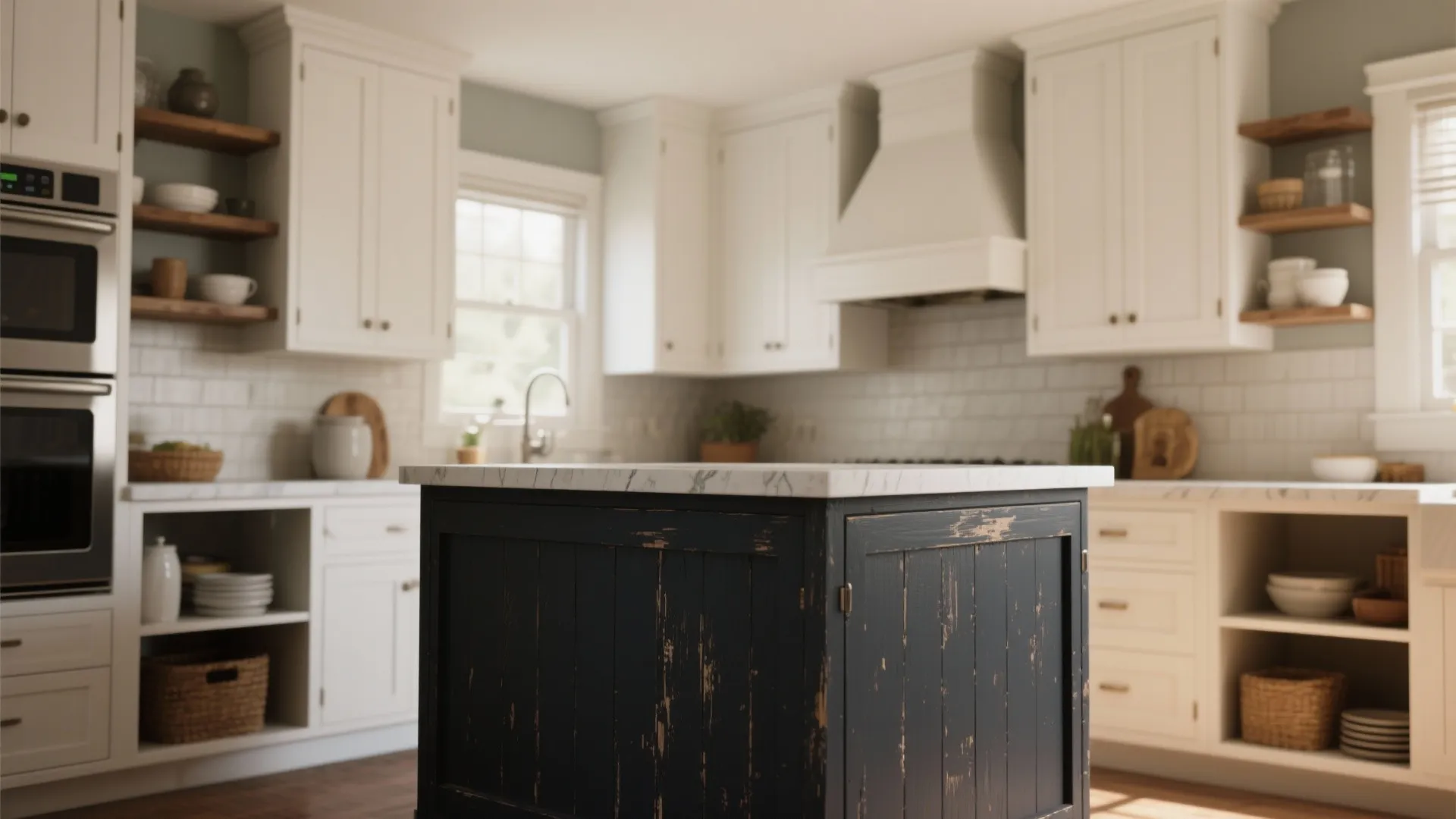 1. Add contrast with a darker island