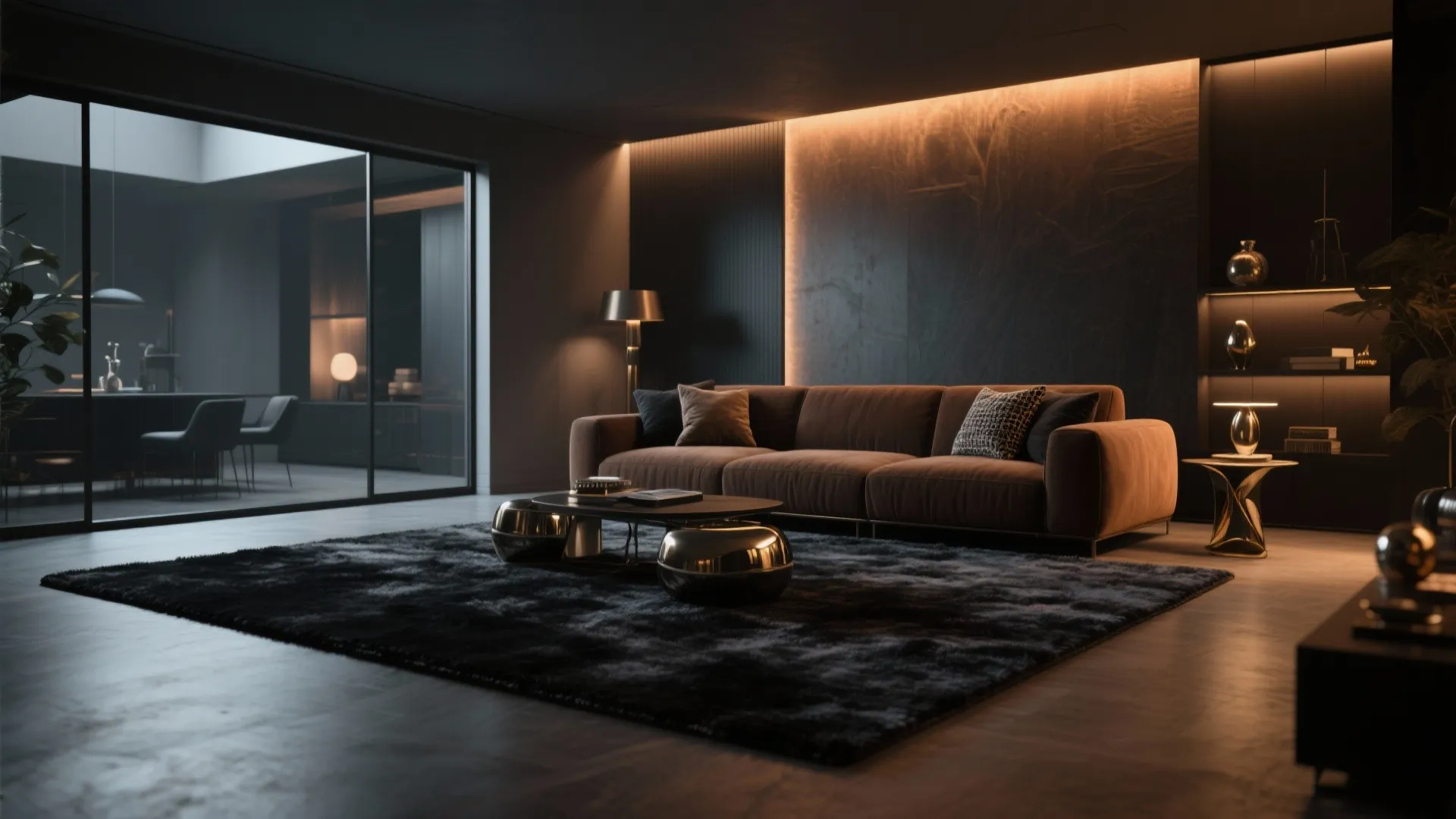 4. Monochrome Drama: Dark Rugs for a Luxe Feel