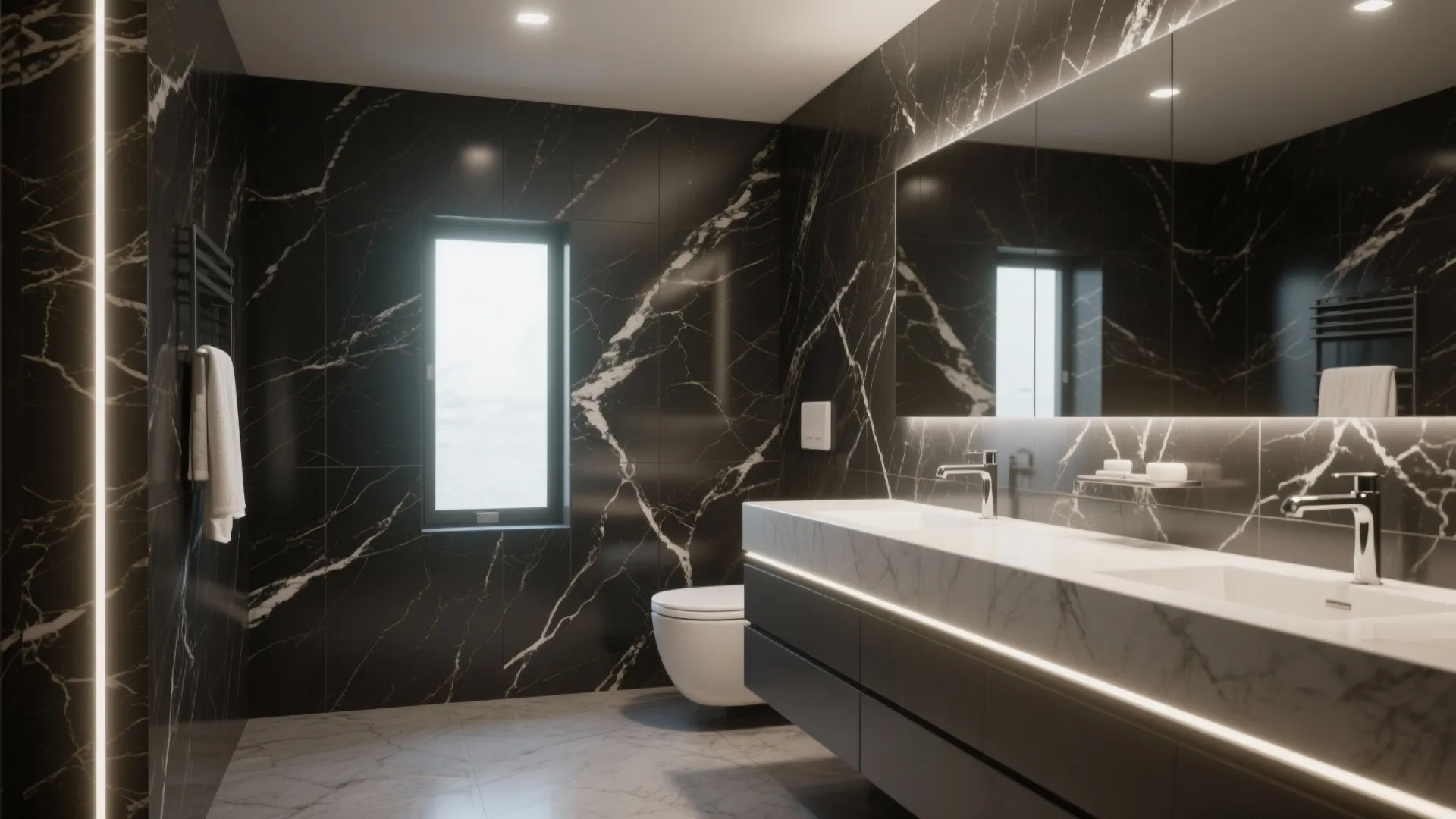 2. Dark Marble with White Veins