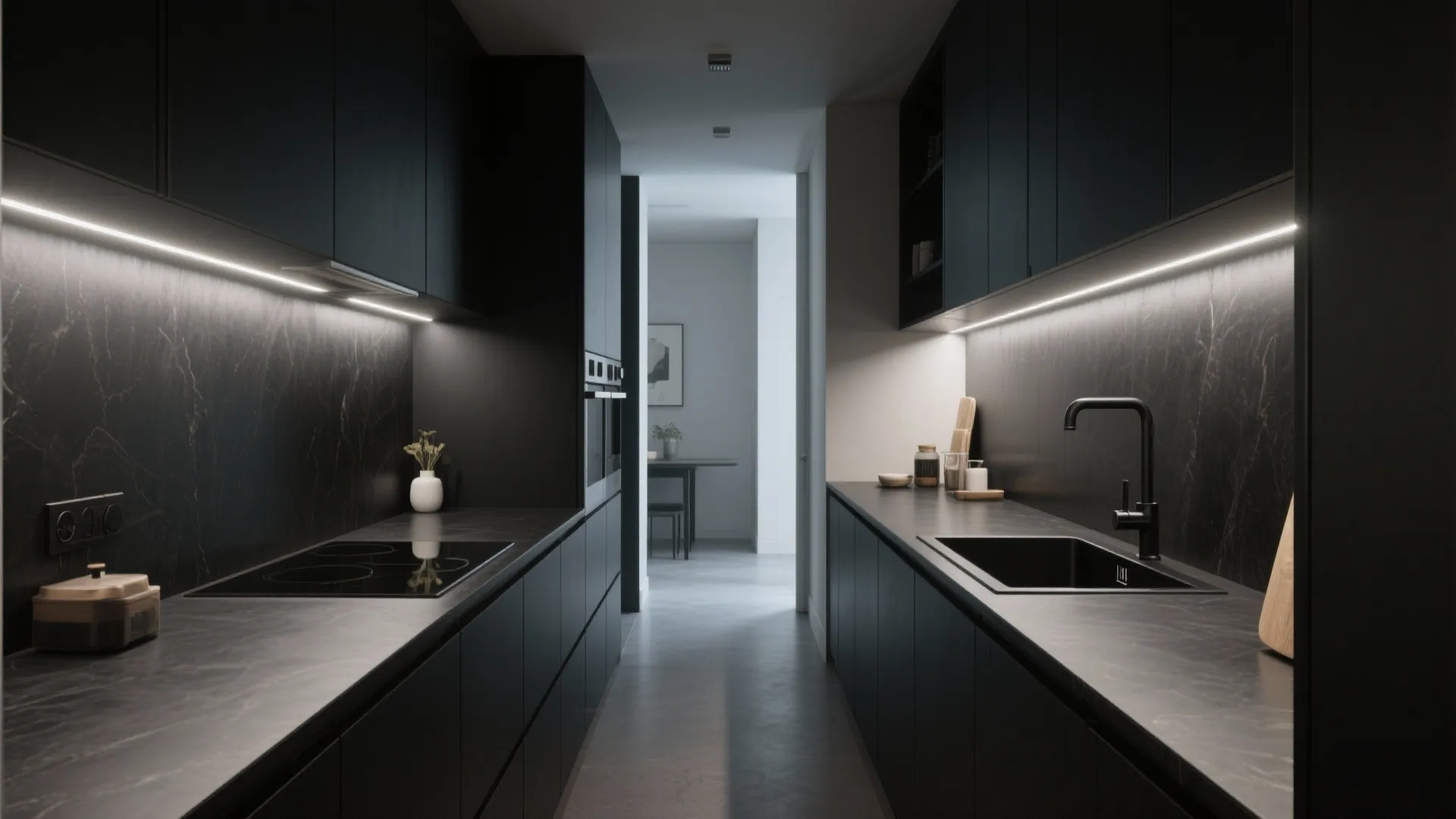 2. Seam the sink into a continuous dark run