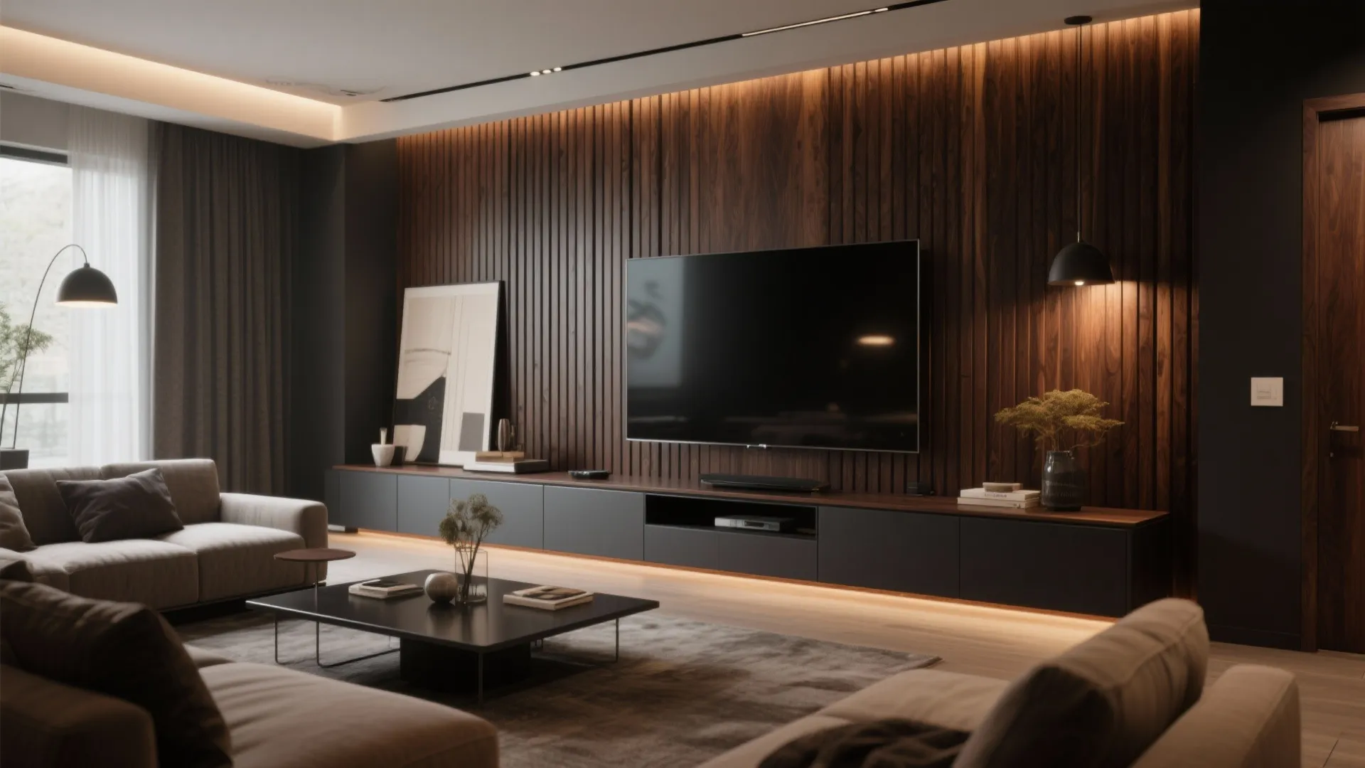 2. Dark Stained Accent Wall