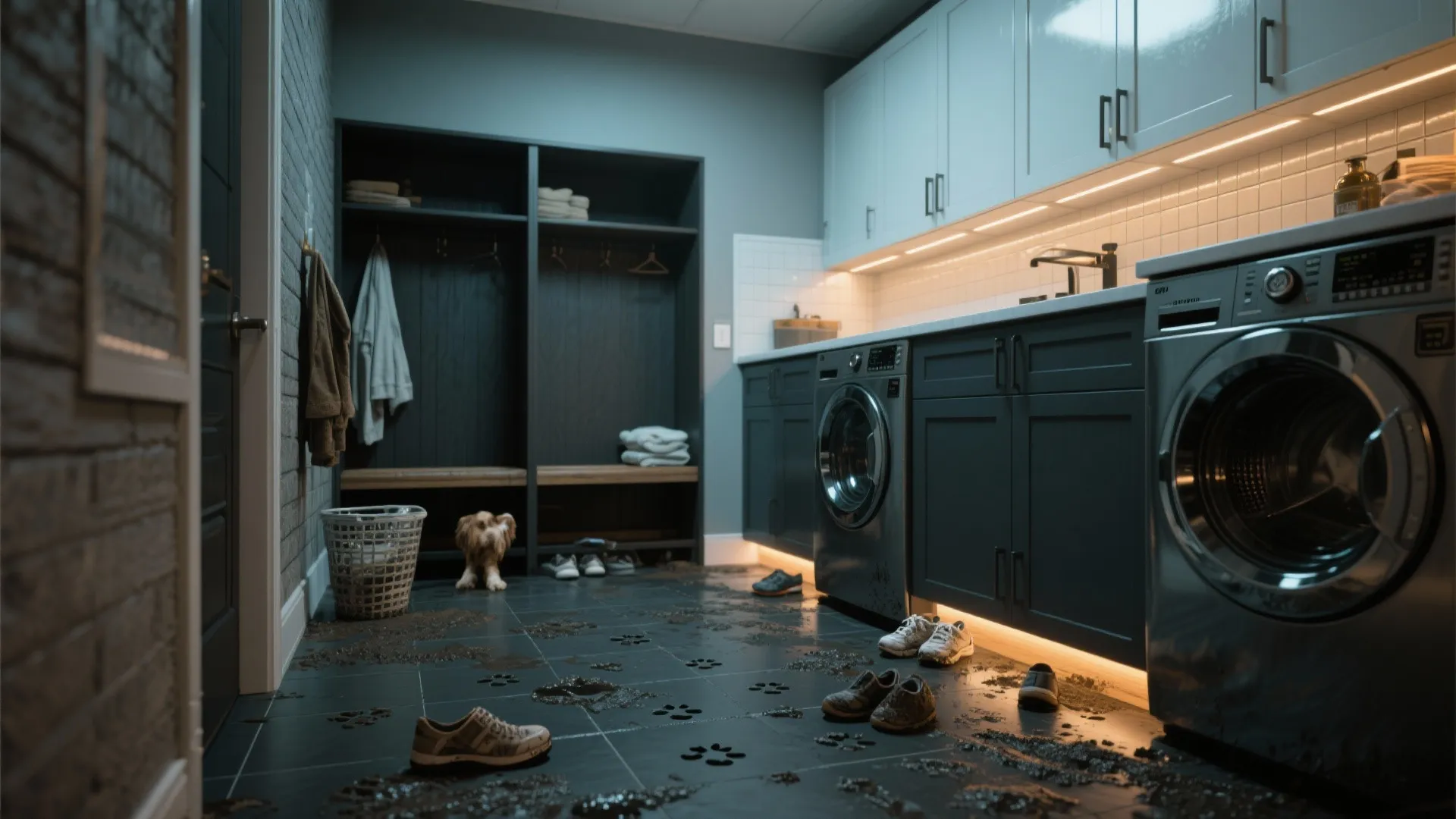 4. Durable textured porcelain in dark tones