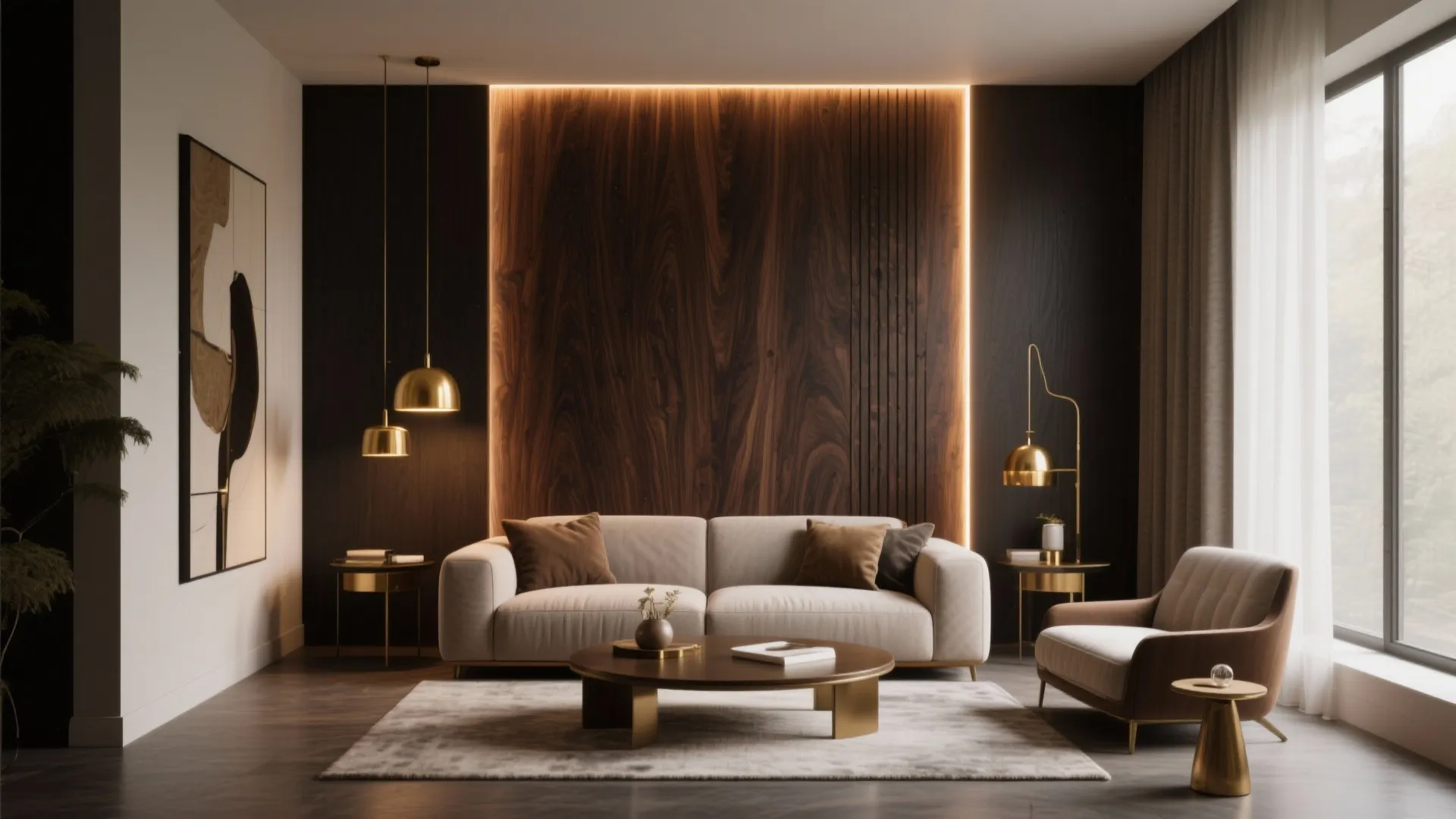 Dark Walnut Statement Wall