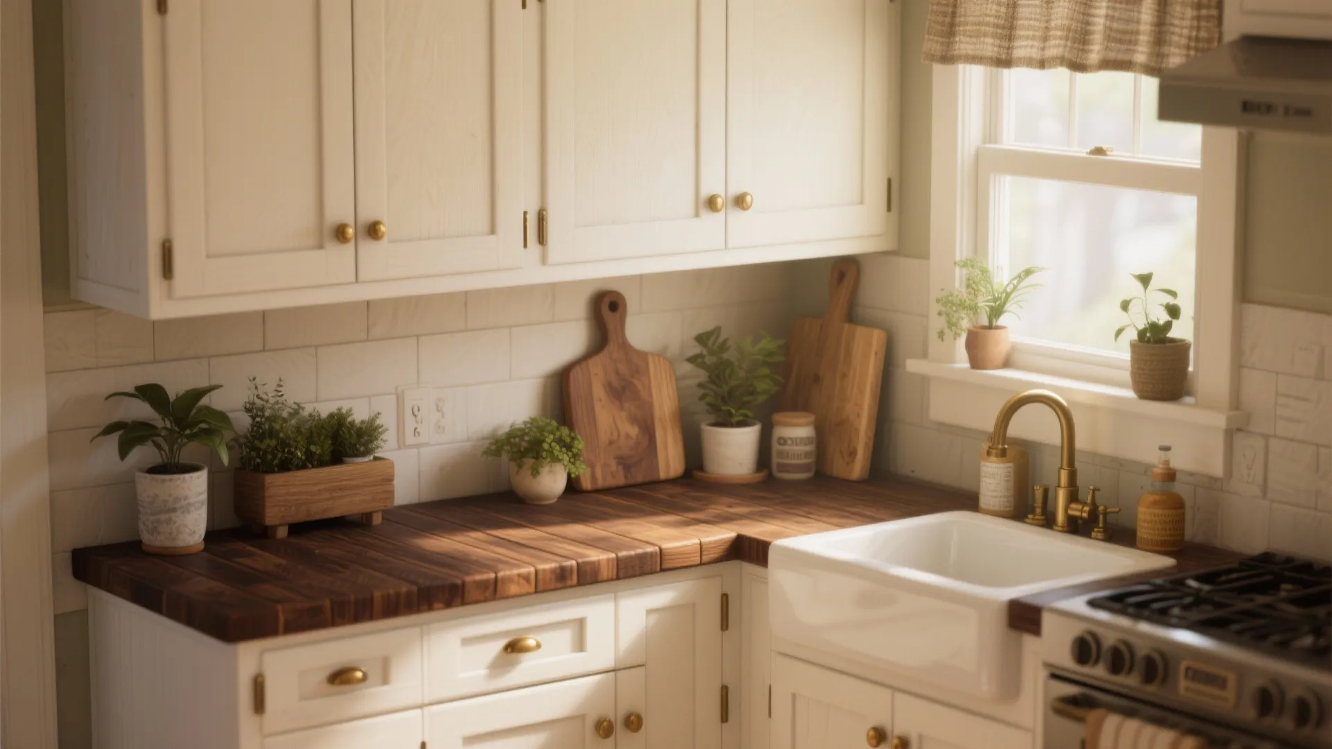 2. Warm Texture Pairing with Dark Wood-Toned Counters