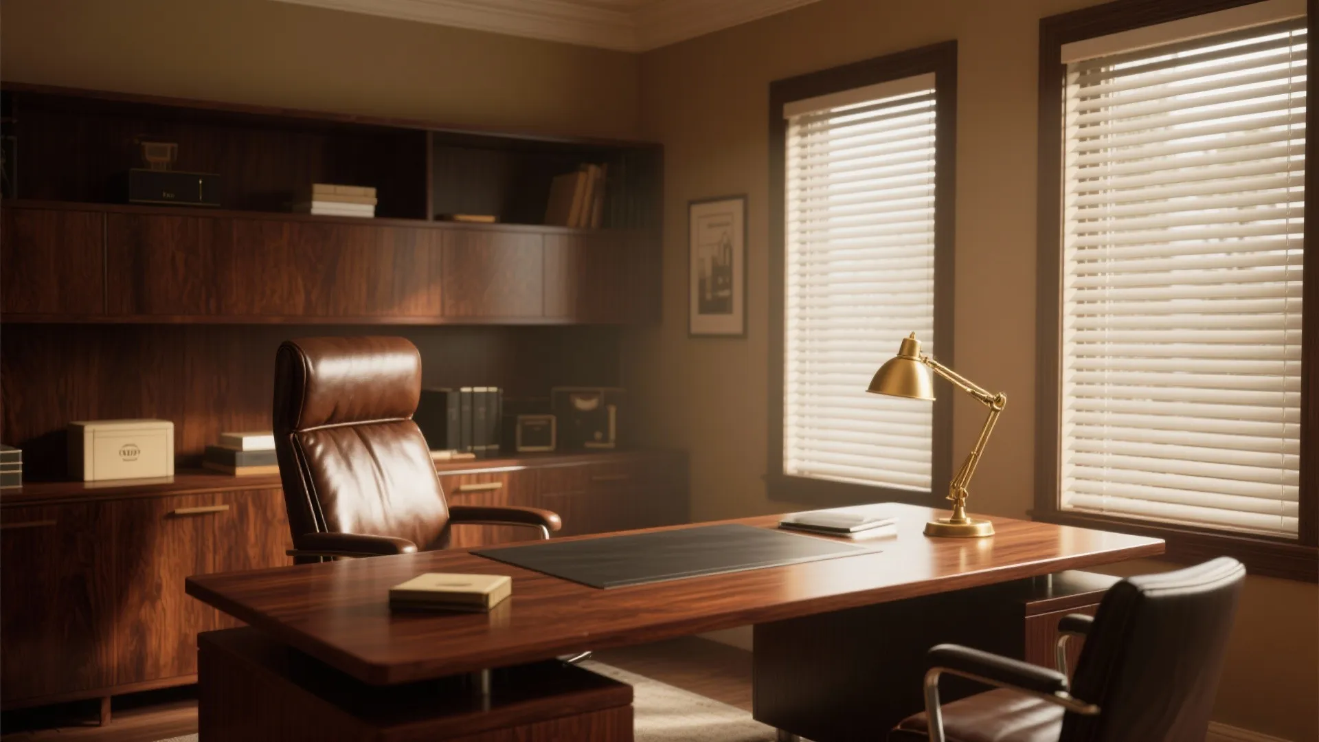 1. Dark Wood and Leather Accents