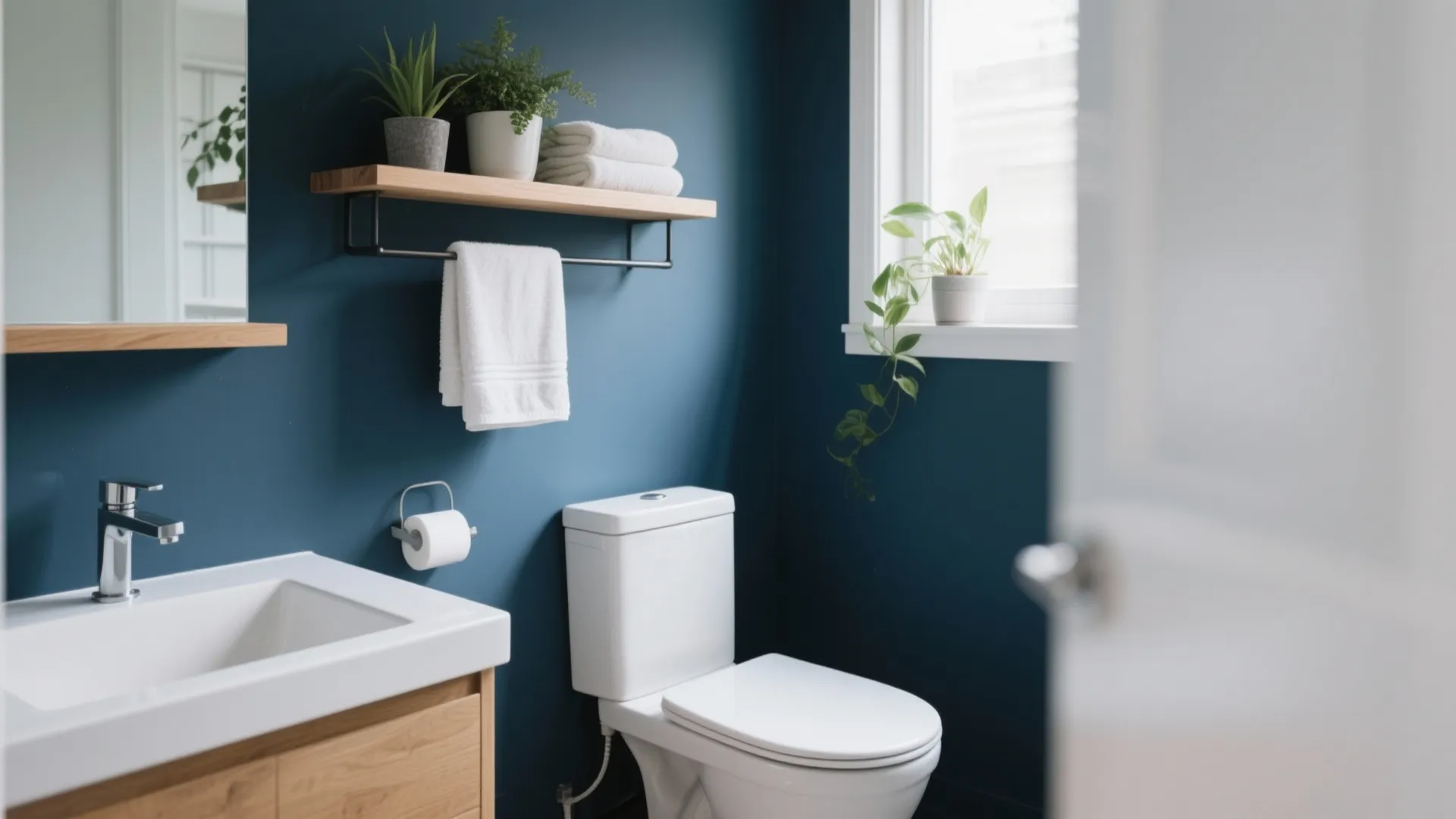 6. Floating Shelves in Light Wood