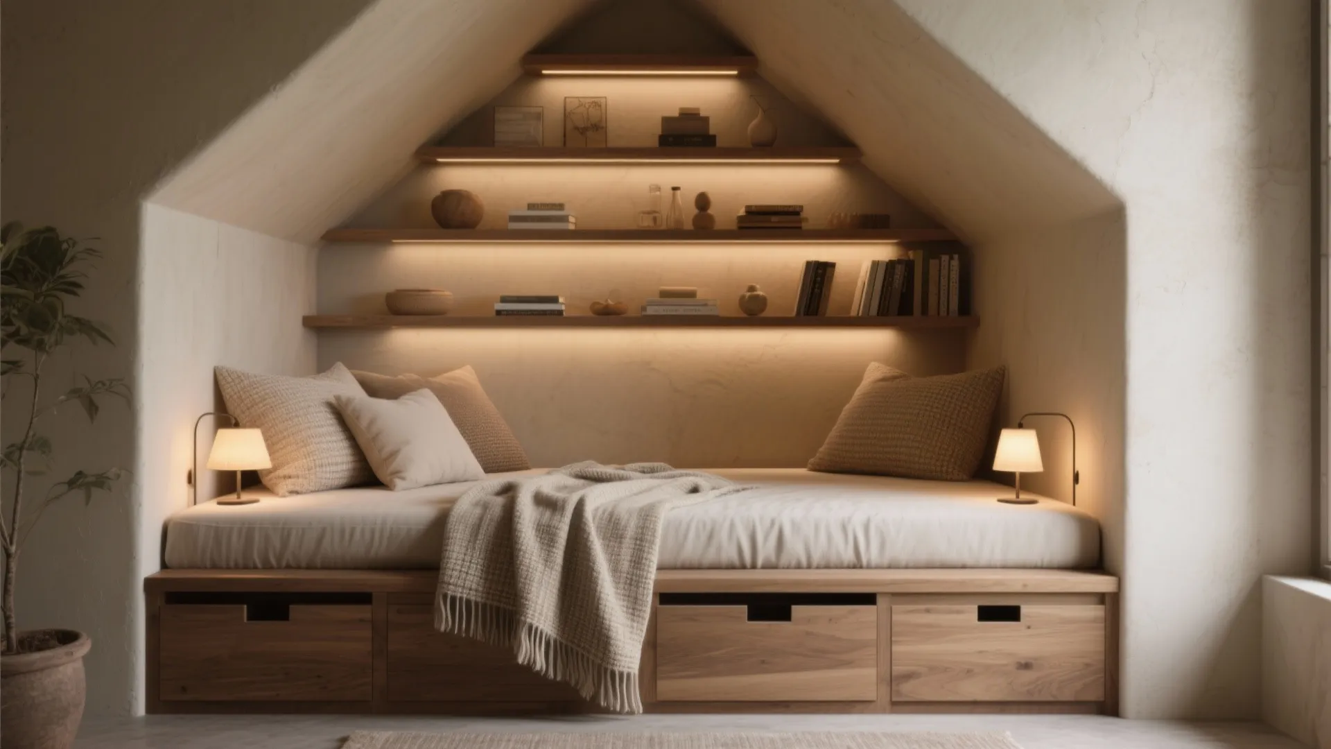 4. Daybed alcove with layered storage