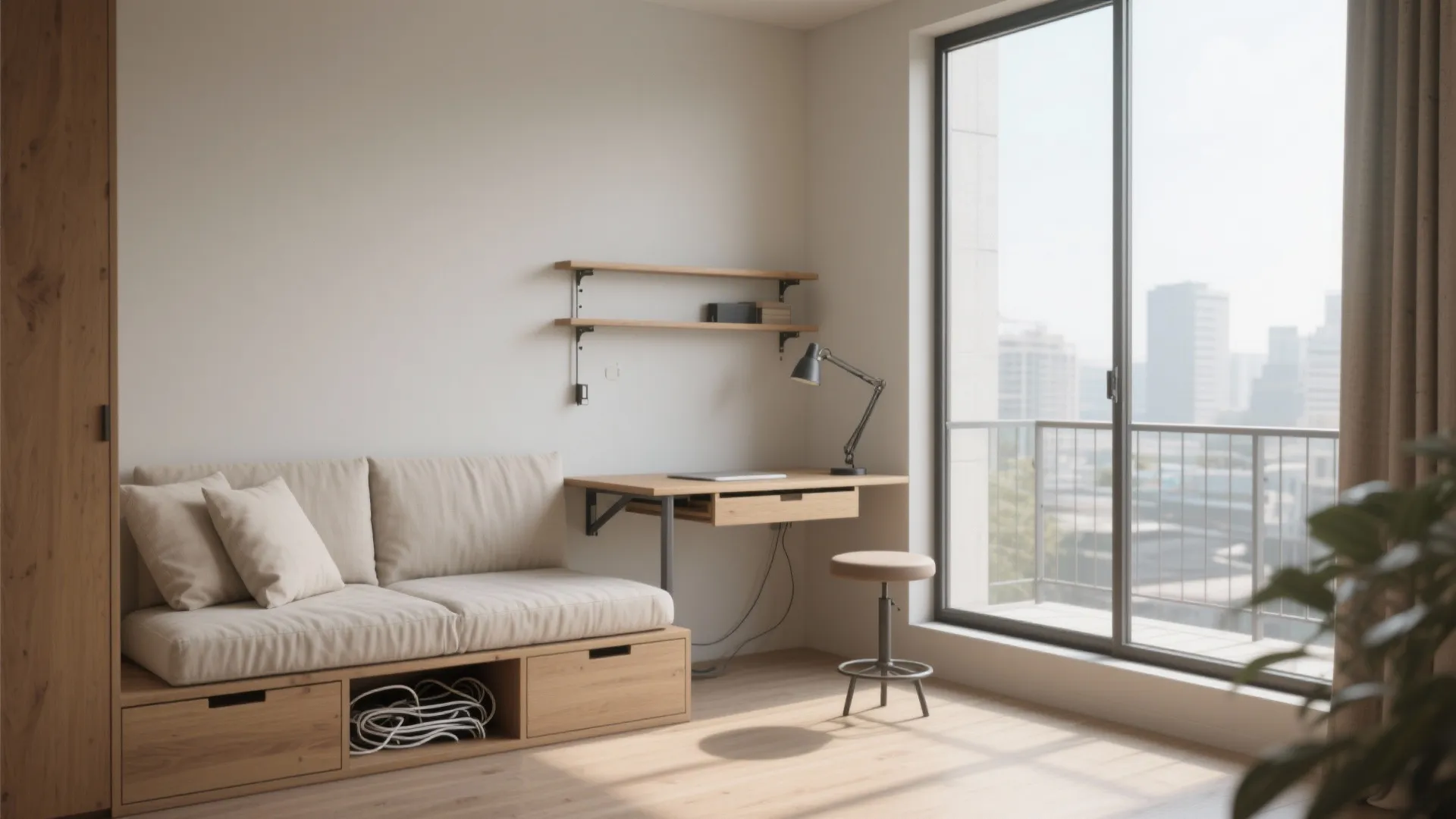 Daybed nook with convertible work surface