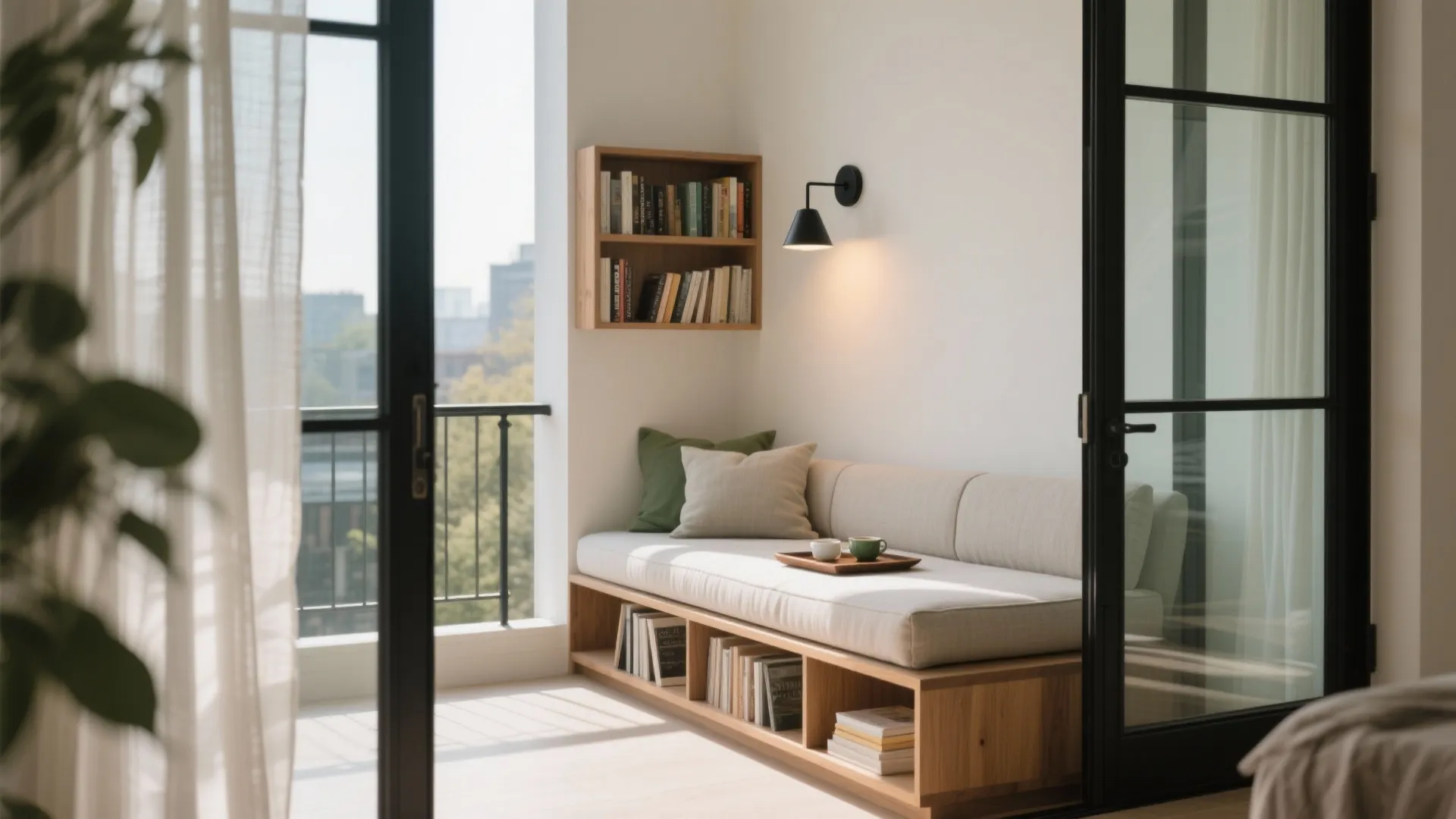 A Balcony Daybed as a Calm Reading Nook