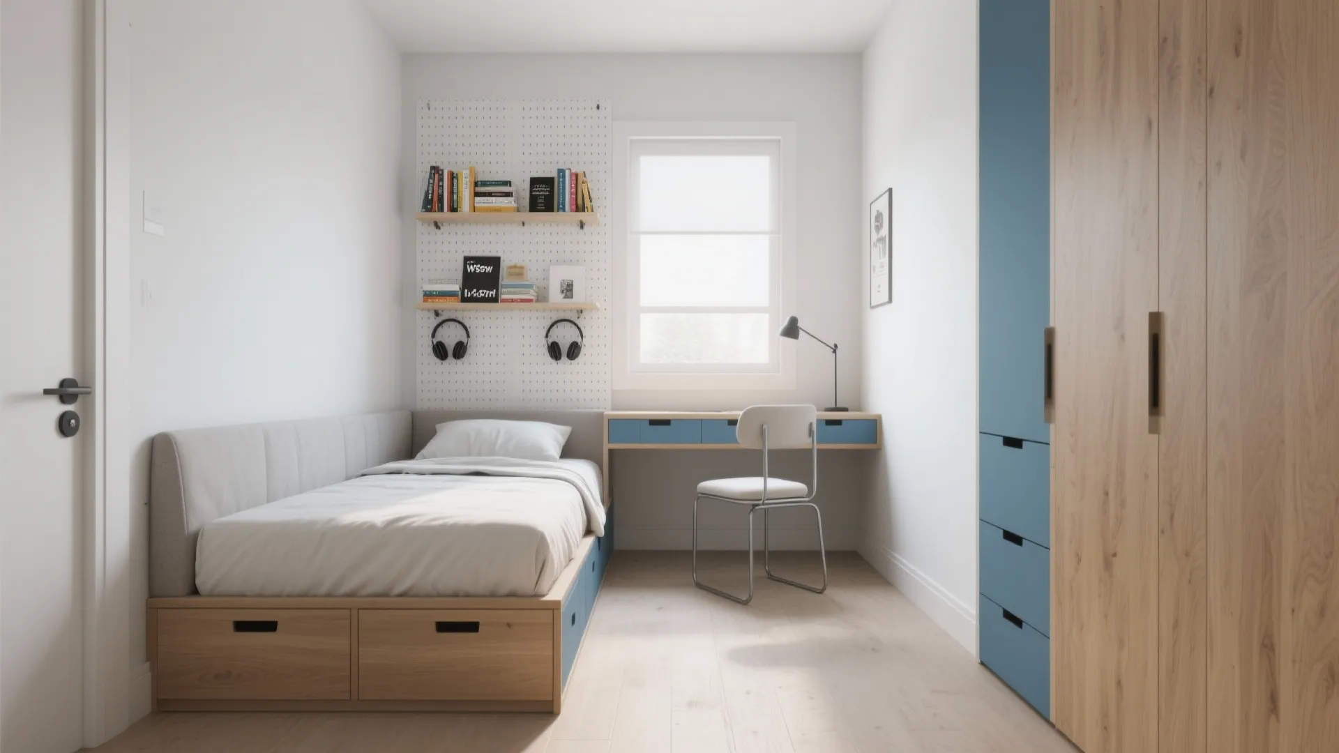 1) Wall bed or daybed + study combo