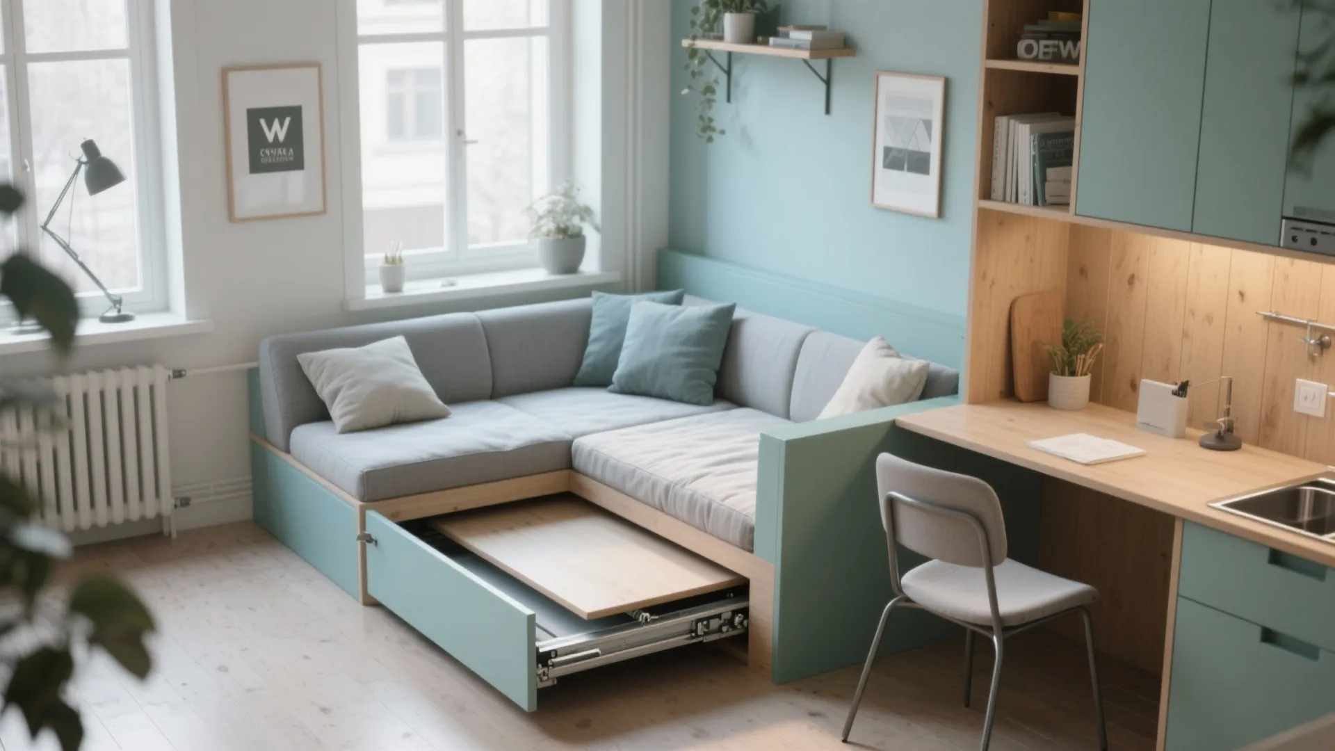 5. Daybed with Trundle and Slide-out Desk