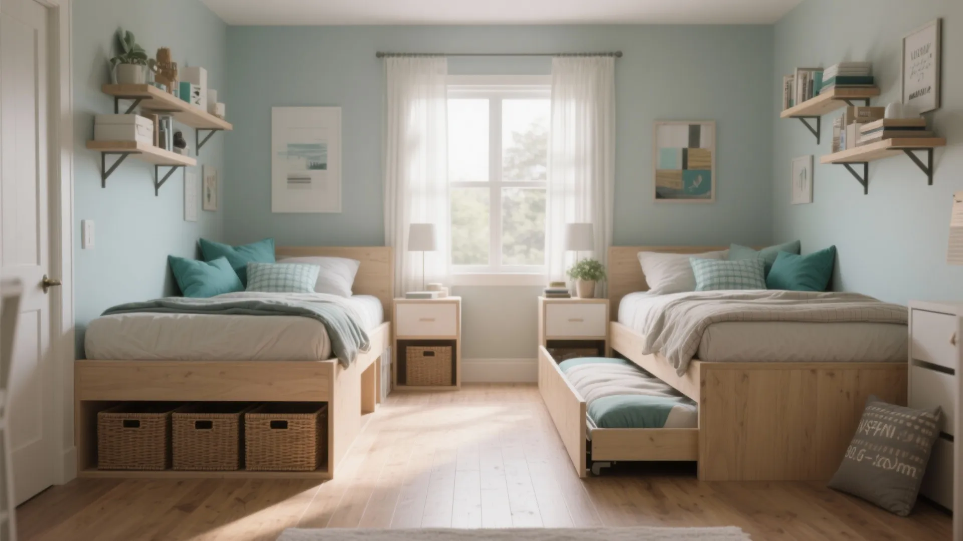 Idea 3: Twin daybeds with pull-out trundle for flexibility