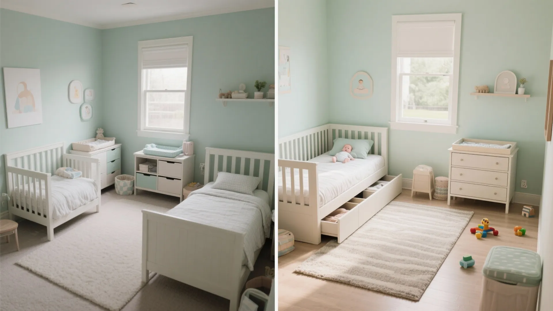 Flexible furniture: daybed, trundle, and narrow changing solutions