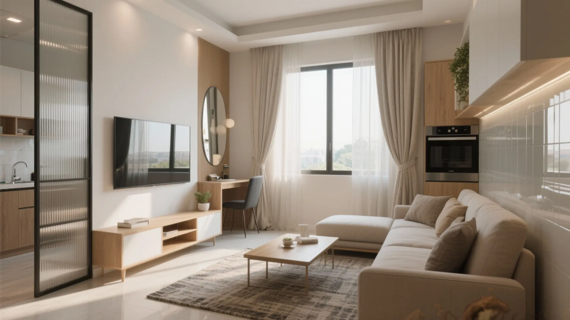 Daylight, mirrors, and glass details that lift small rooms