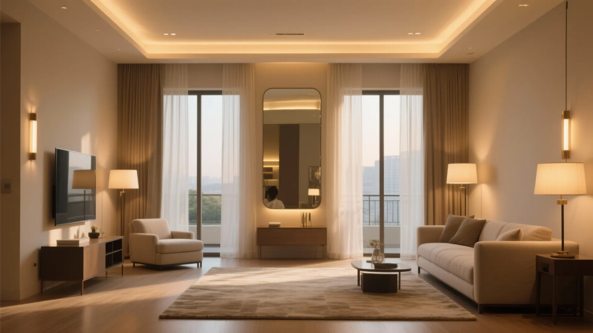 Daylight Strategy: Sheers, Mirrored Niches, and Warm LEDs