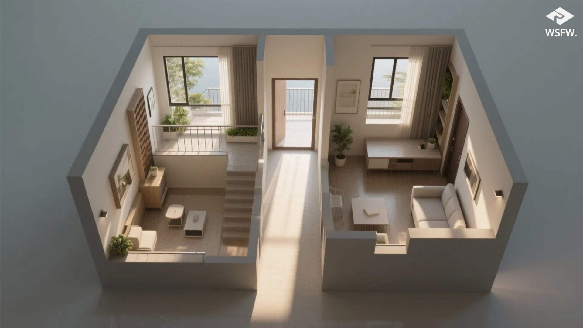 Daylight-first circulation and cross-ventilation