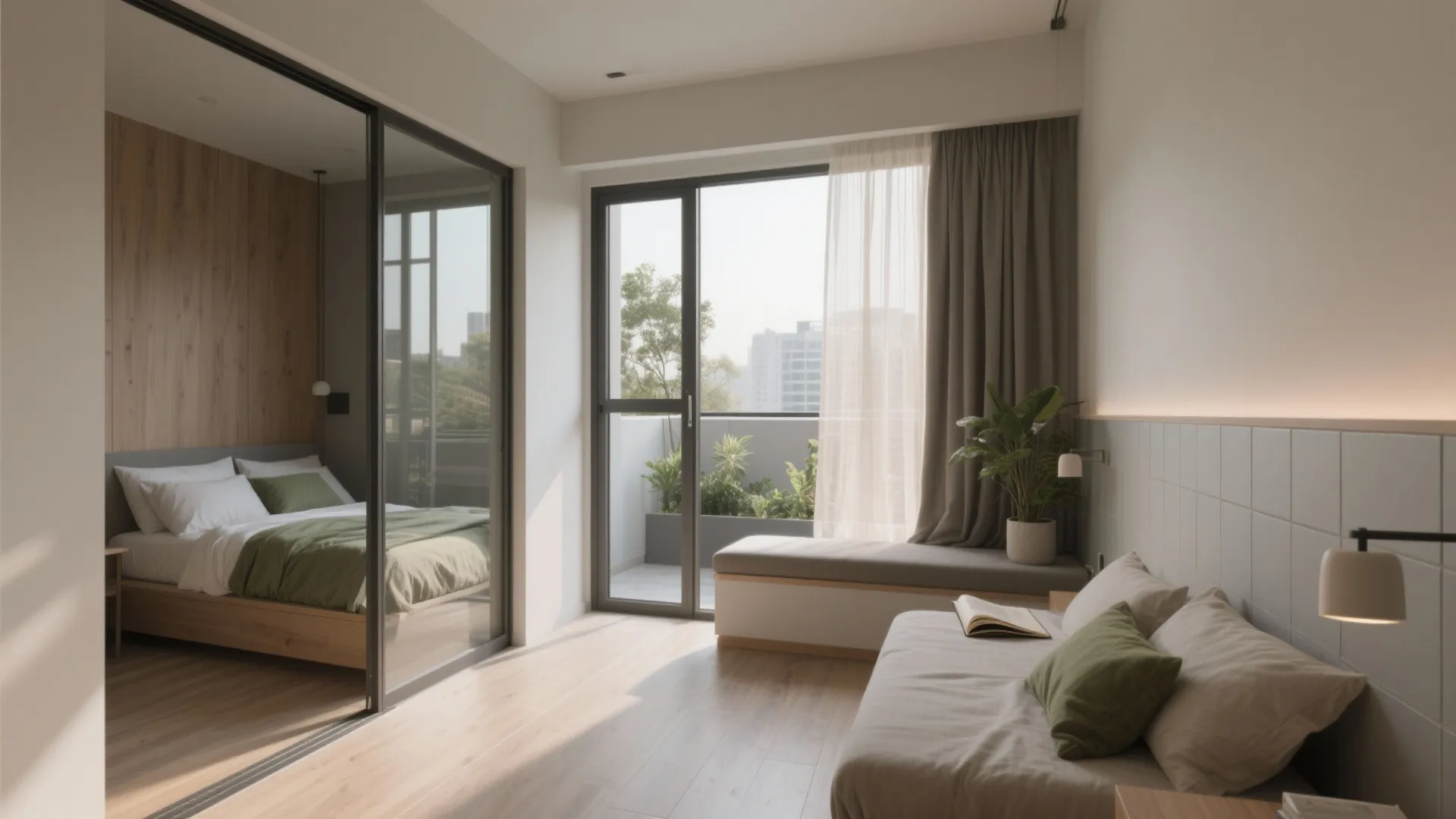 Daylight-first zoning for sleep and lounge