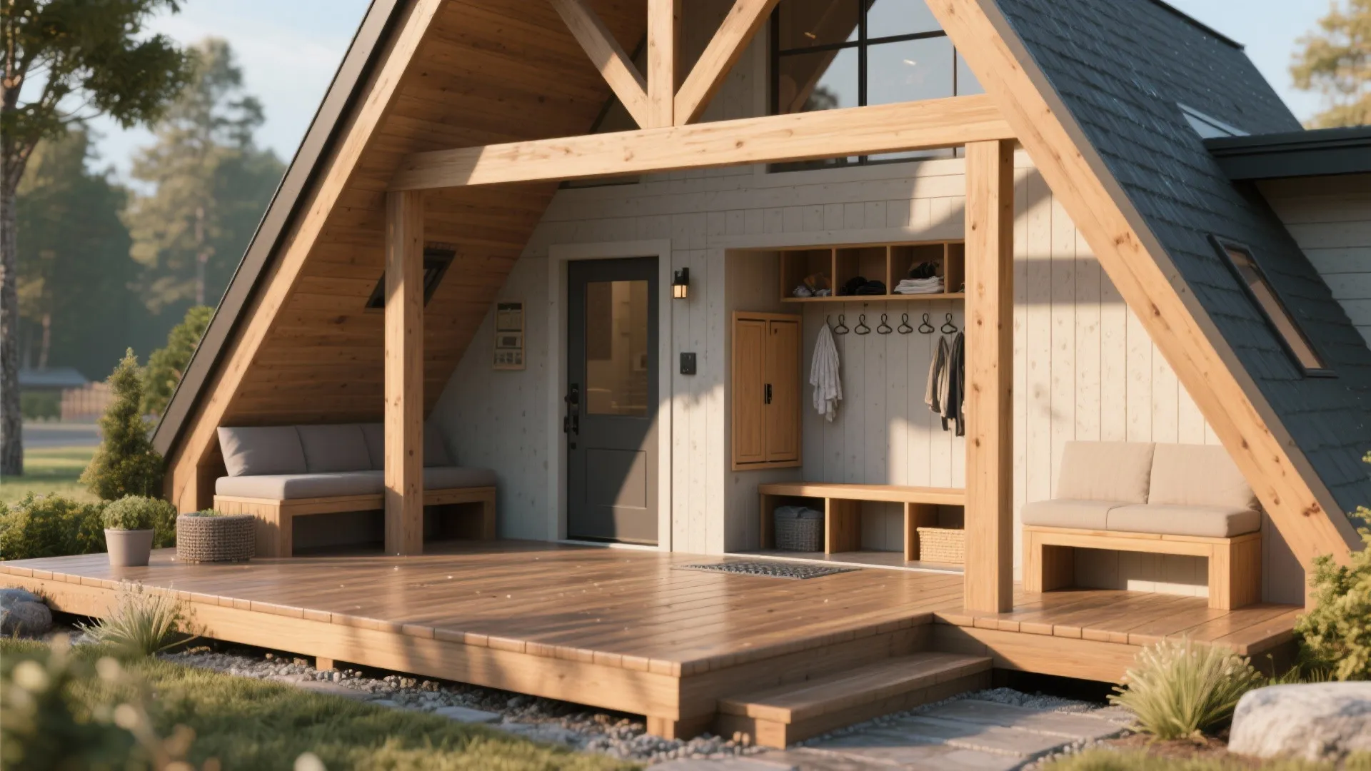 5. Integrated Outdoor Deck and Entry Mudroom
