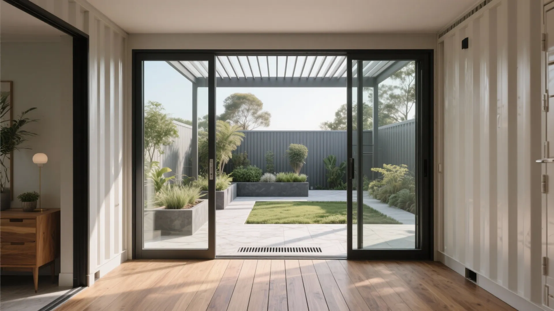 Seamless indoor–outdoor living with decks and micro-courtyards