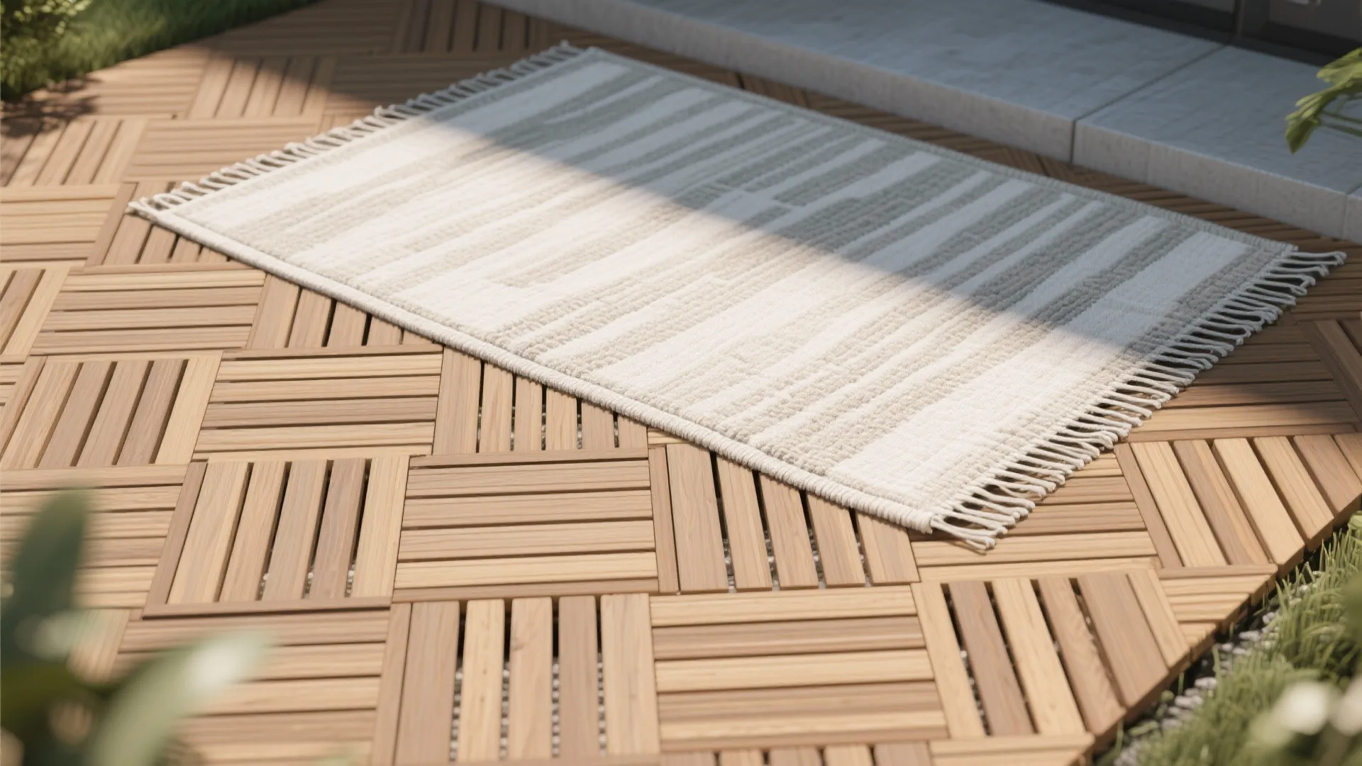 4) Outdoor Textiles + Decking Tiles to Soften and Unify