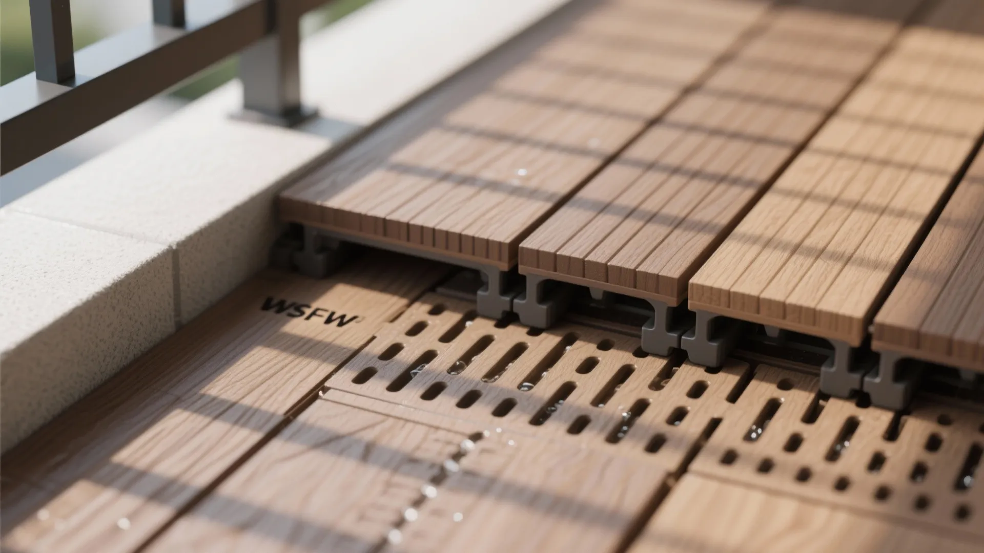 Compact modular decking that breathes and drains