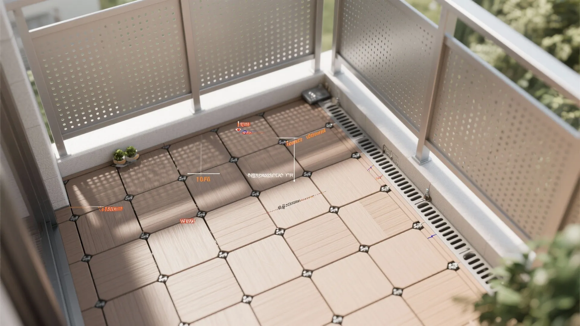 All-weather balcony: micro-decking and privacy screens