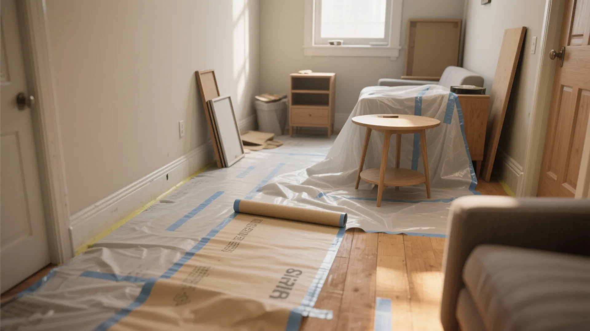 1. Clear, declutter, and protect the floor