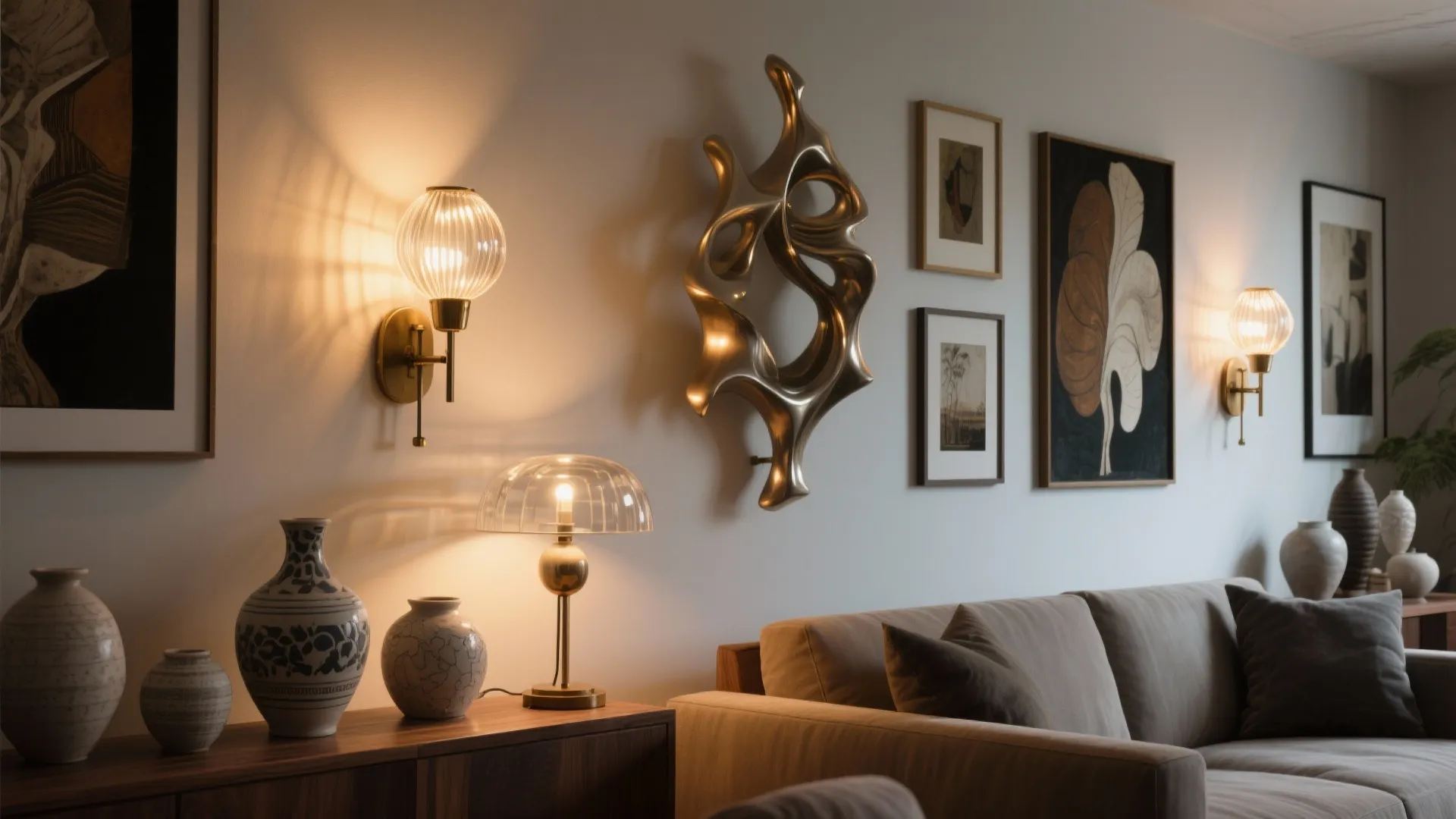 4. Decorative LED sconces as art pieces