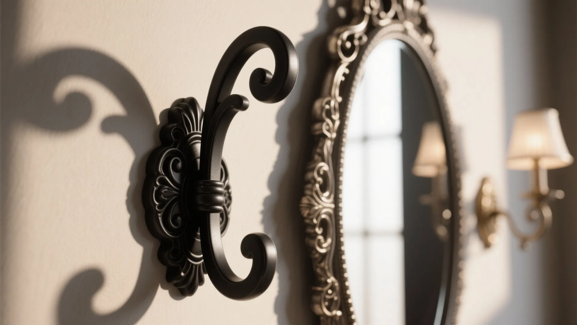 3. Decorative black hooks as focal accents