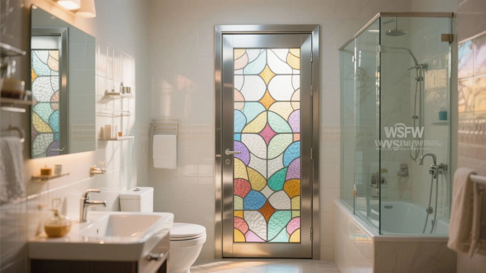 Aluminium Frame with Decorative Glass Inserts