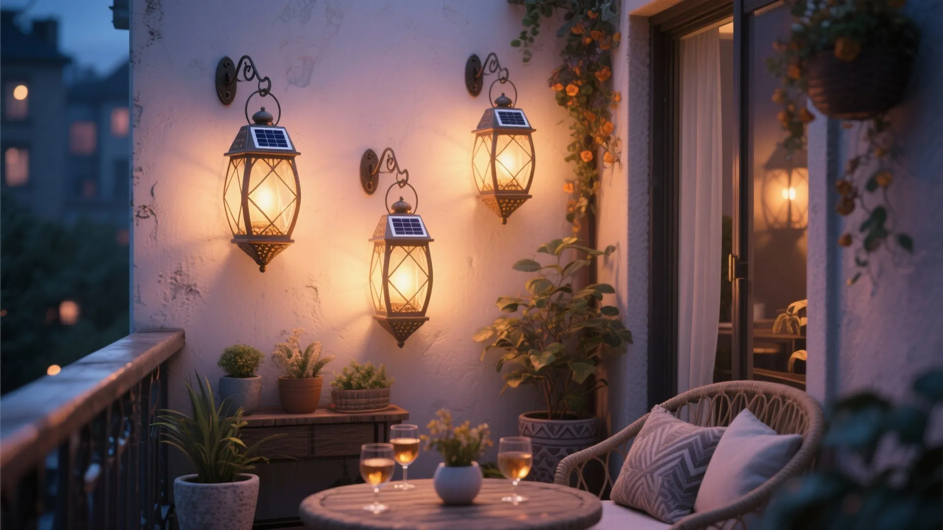 3. Decorative Lanterns on Balcony Walls