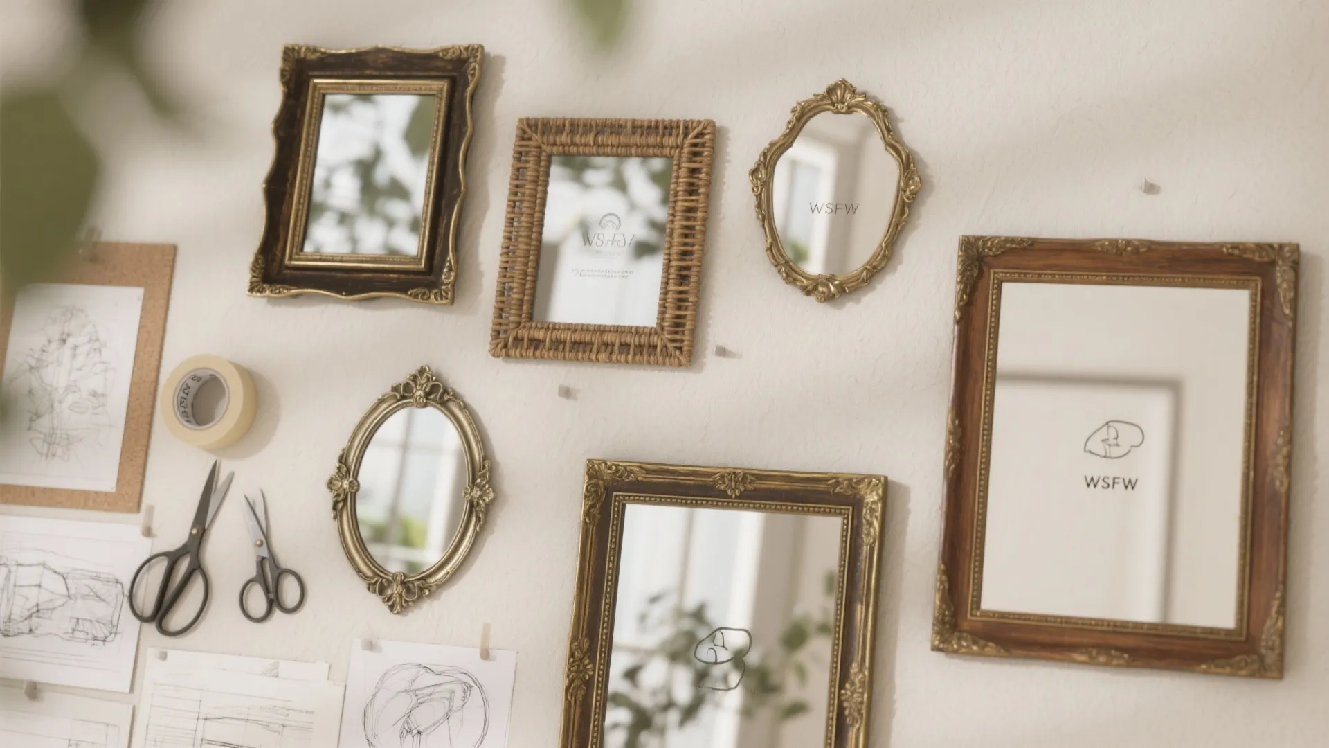 5. Decorative small mirrors for texture and rhythm