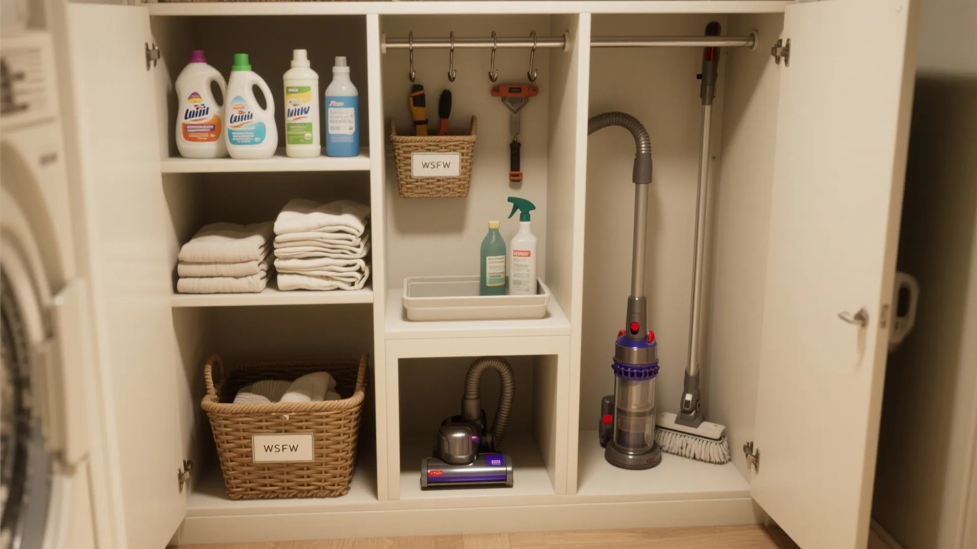 4. Create Dedicated Zones: Cleaning, Laundry, and Tools