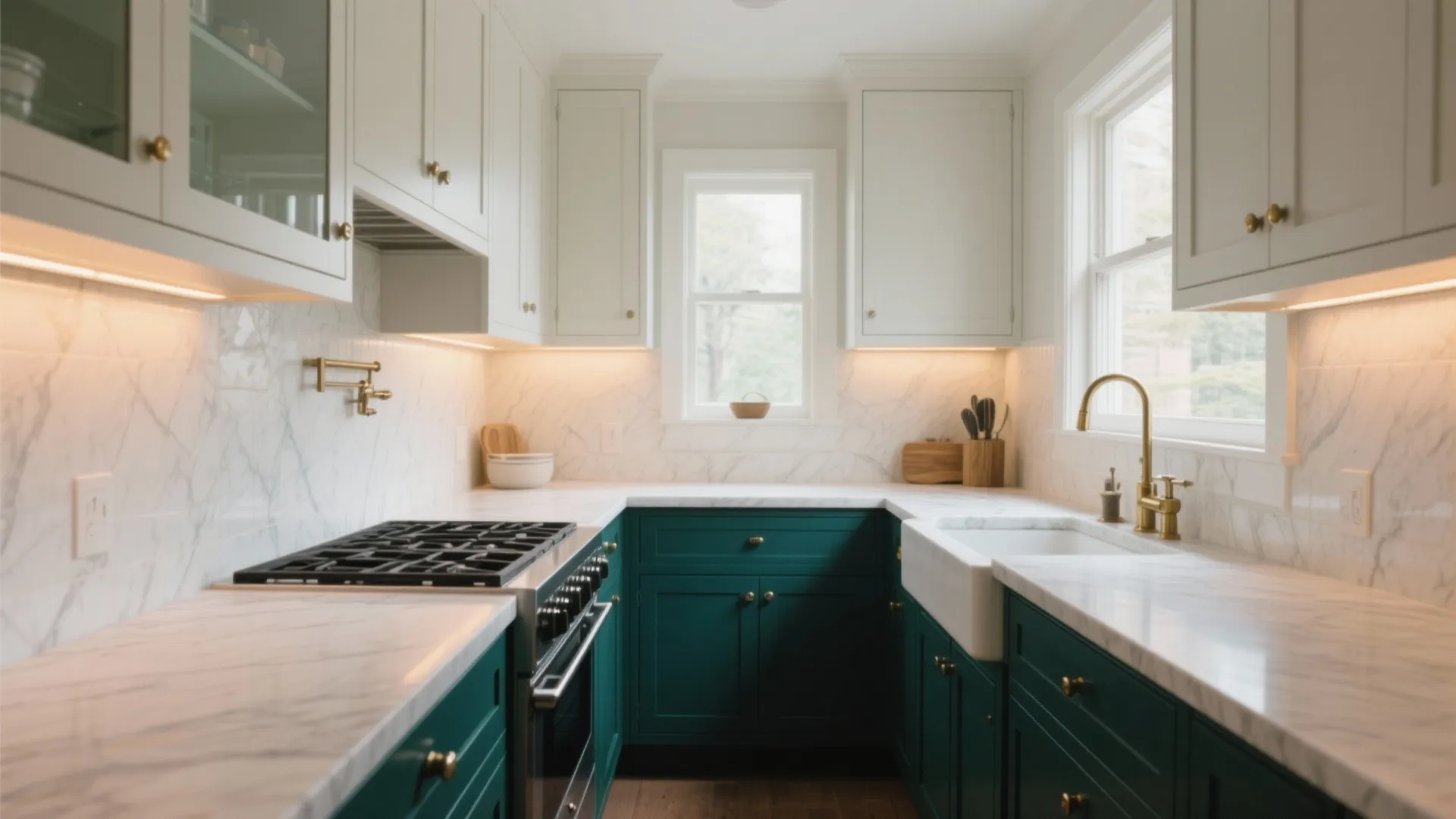 Deep Accent Base Cabinets: Navy or Forest Green