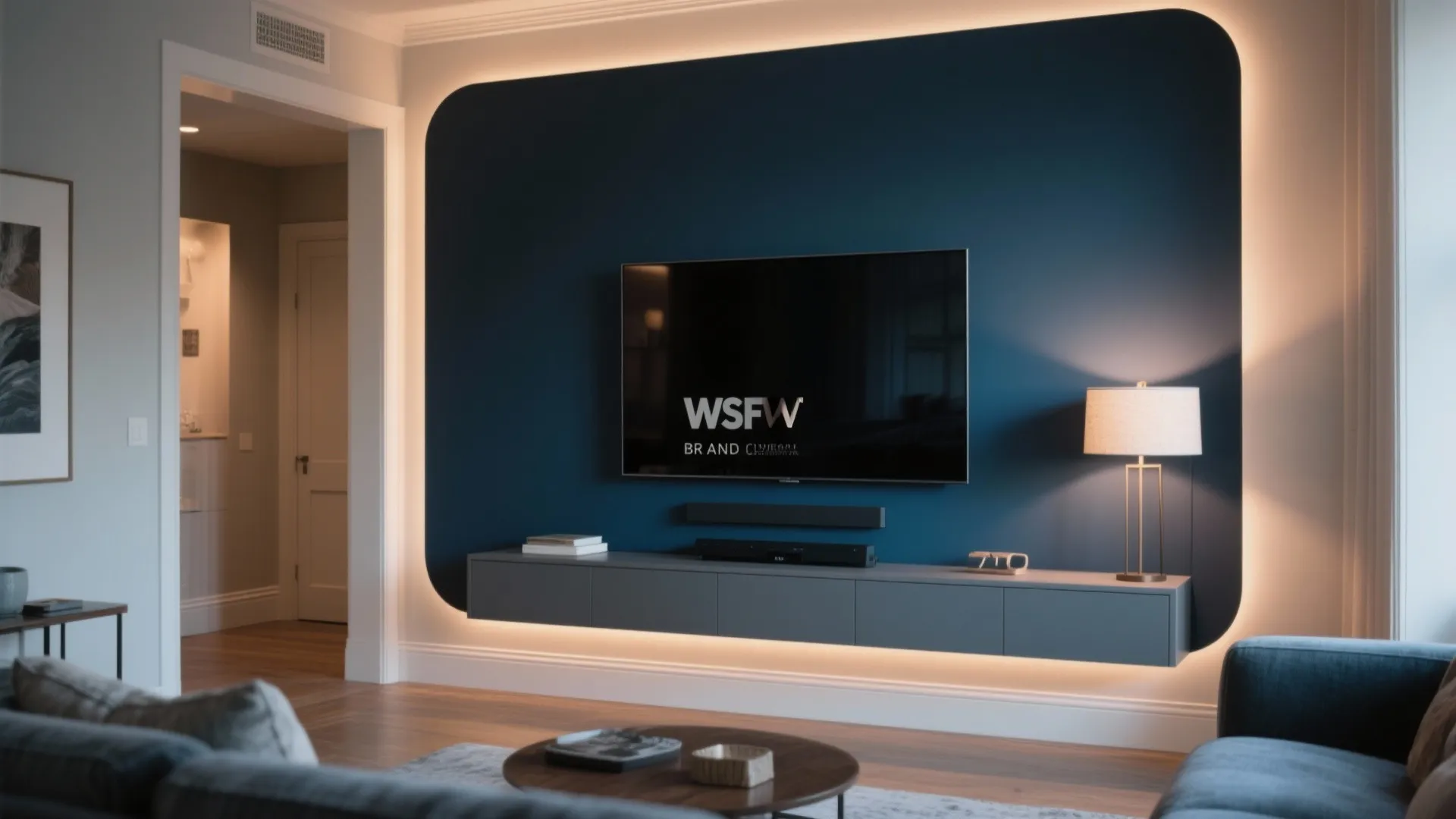 Deep Accent Panel with Layered Lighting